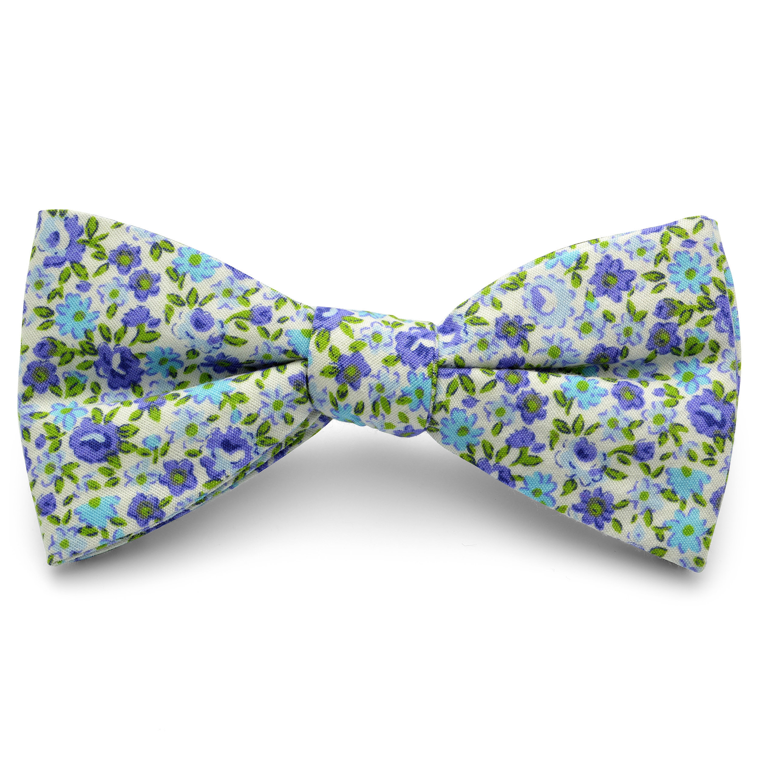 Katoenen Vlinderdas met Blauwe Bloemen - 1