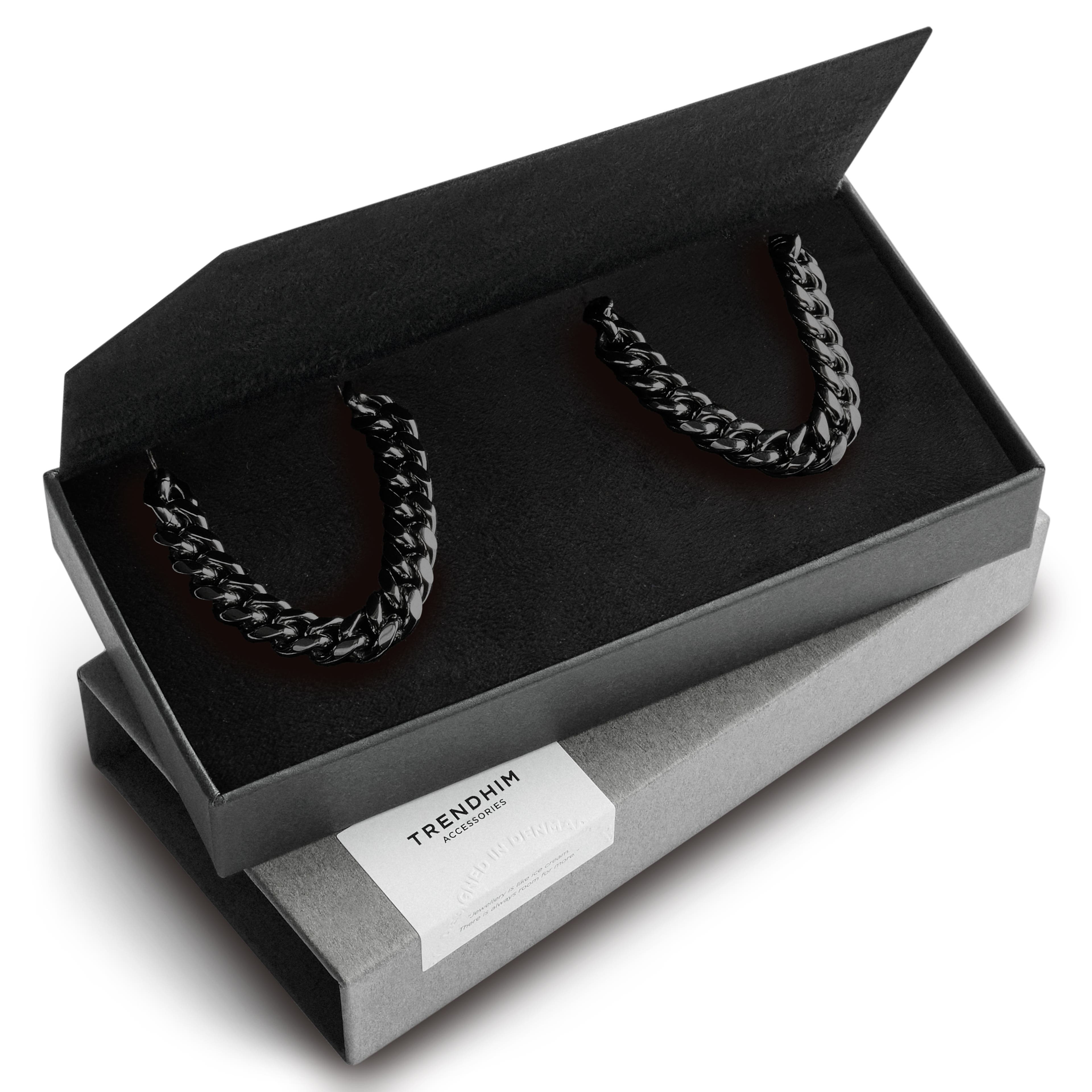 Caja de regalo con pulsera y collar de acero quirúrgico en negro de 8 mm