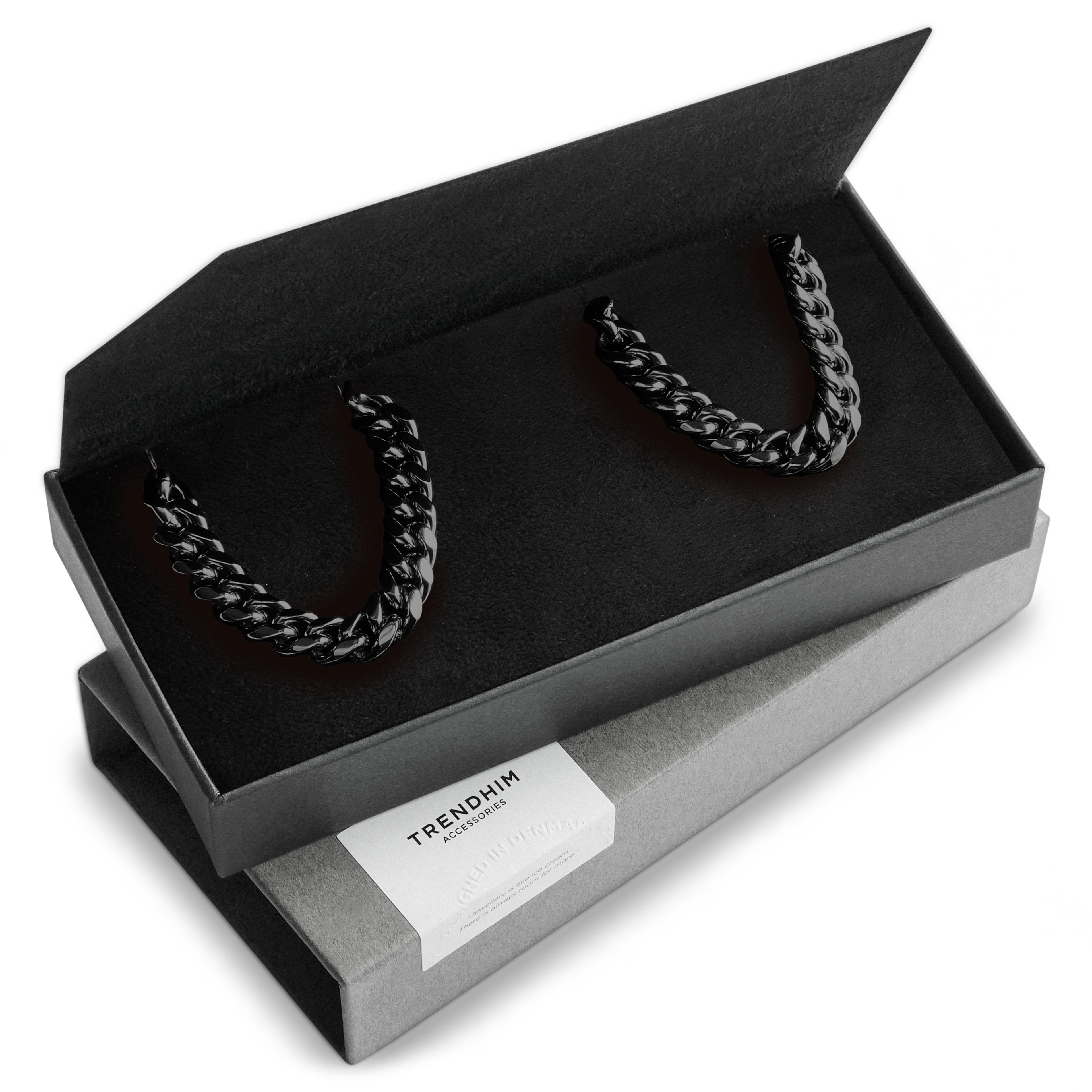 Caja de regalo con pulsera y collar de acero quirúrgico en negro de 8 mm Caja de regalo con pulsera y collar de acero quirúrgico en negro de 8 mm