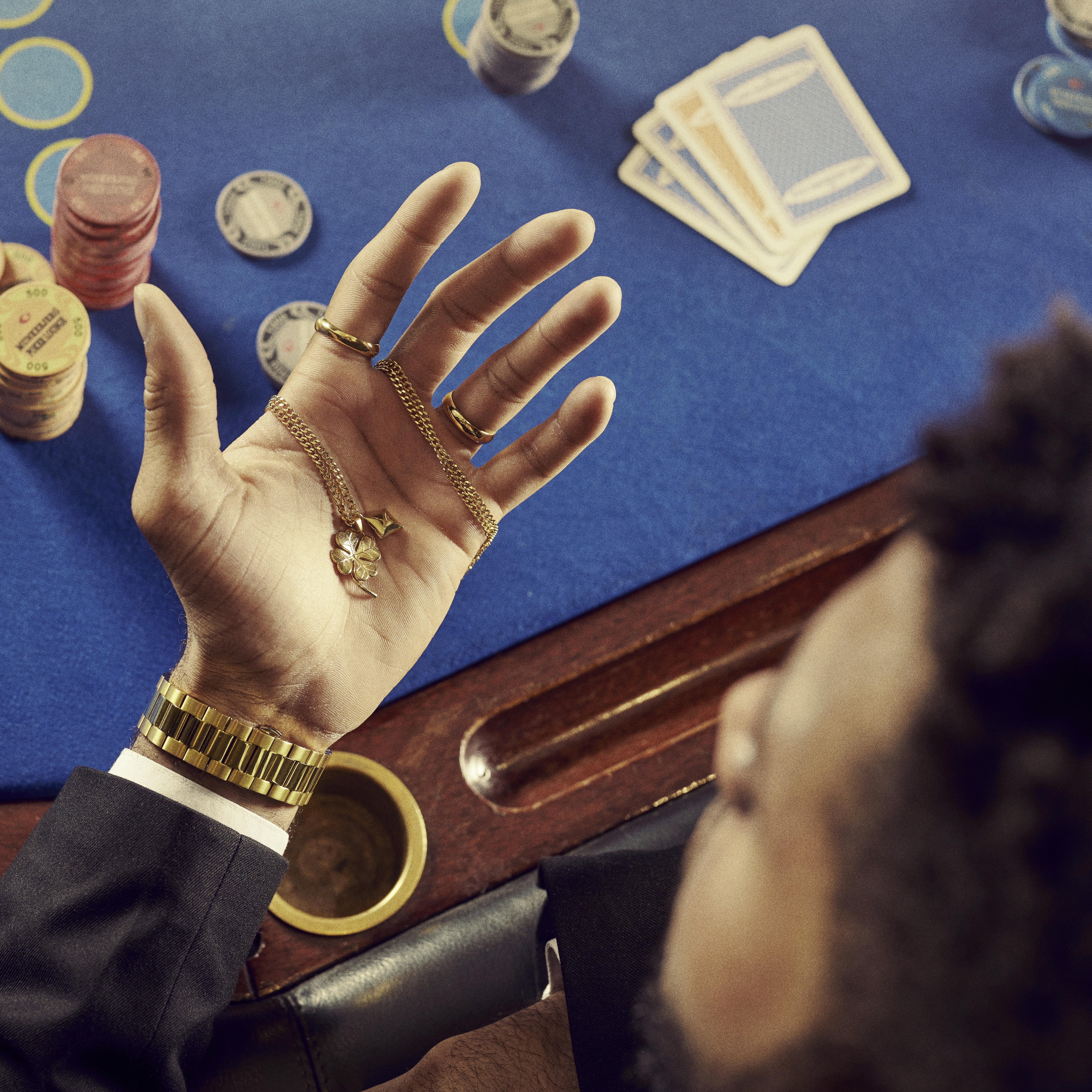 Ace | Gulltonet Firkløver & Diamant Pendant Halskjede - 2