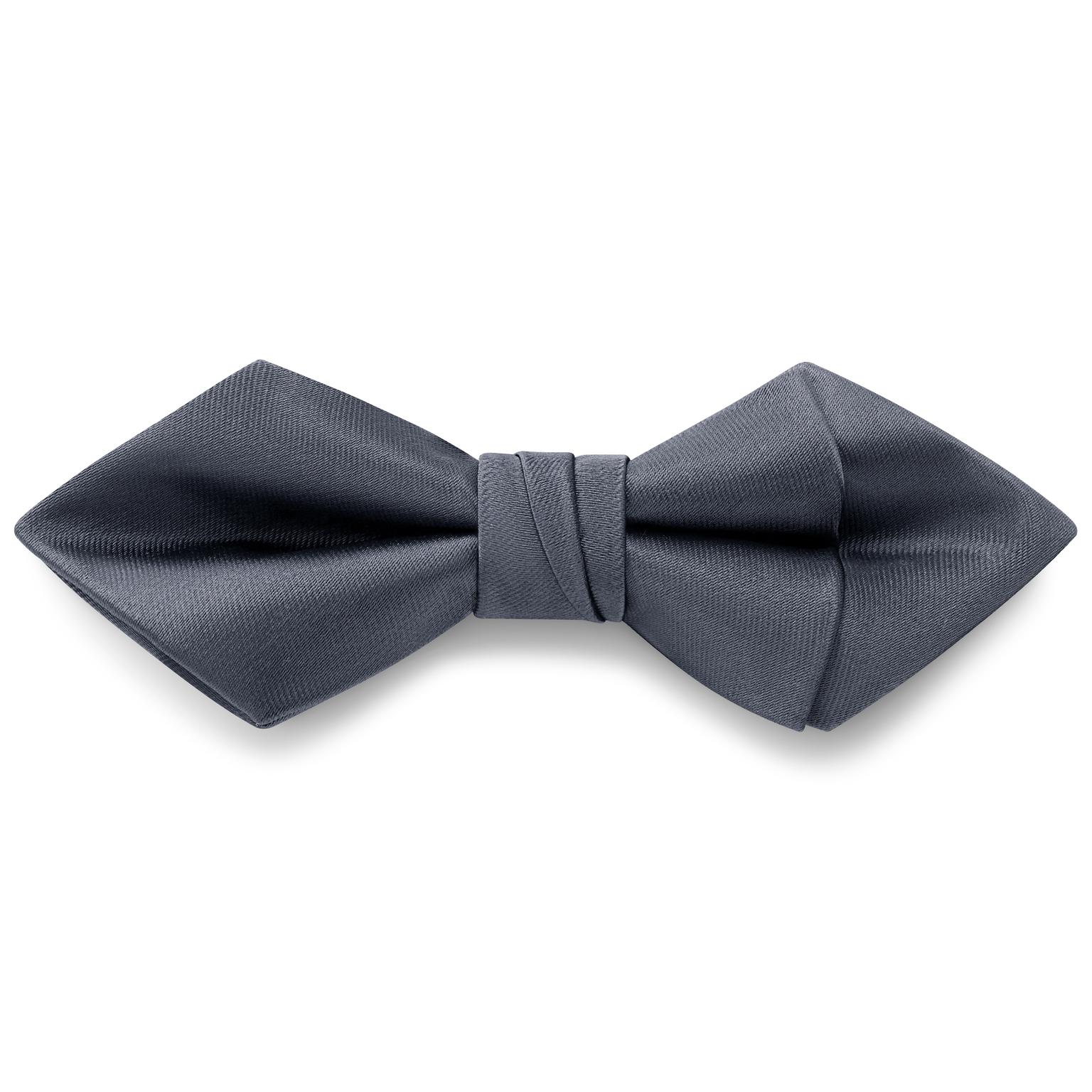 Graphite Pre-Tied Satin Diamond Tip Bow Tie Graphite Pre-Tied Satin Diamond Tip Bow Tie