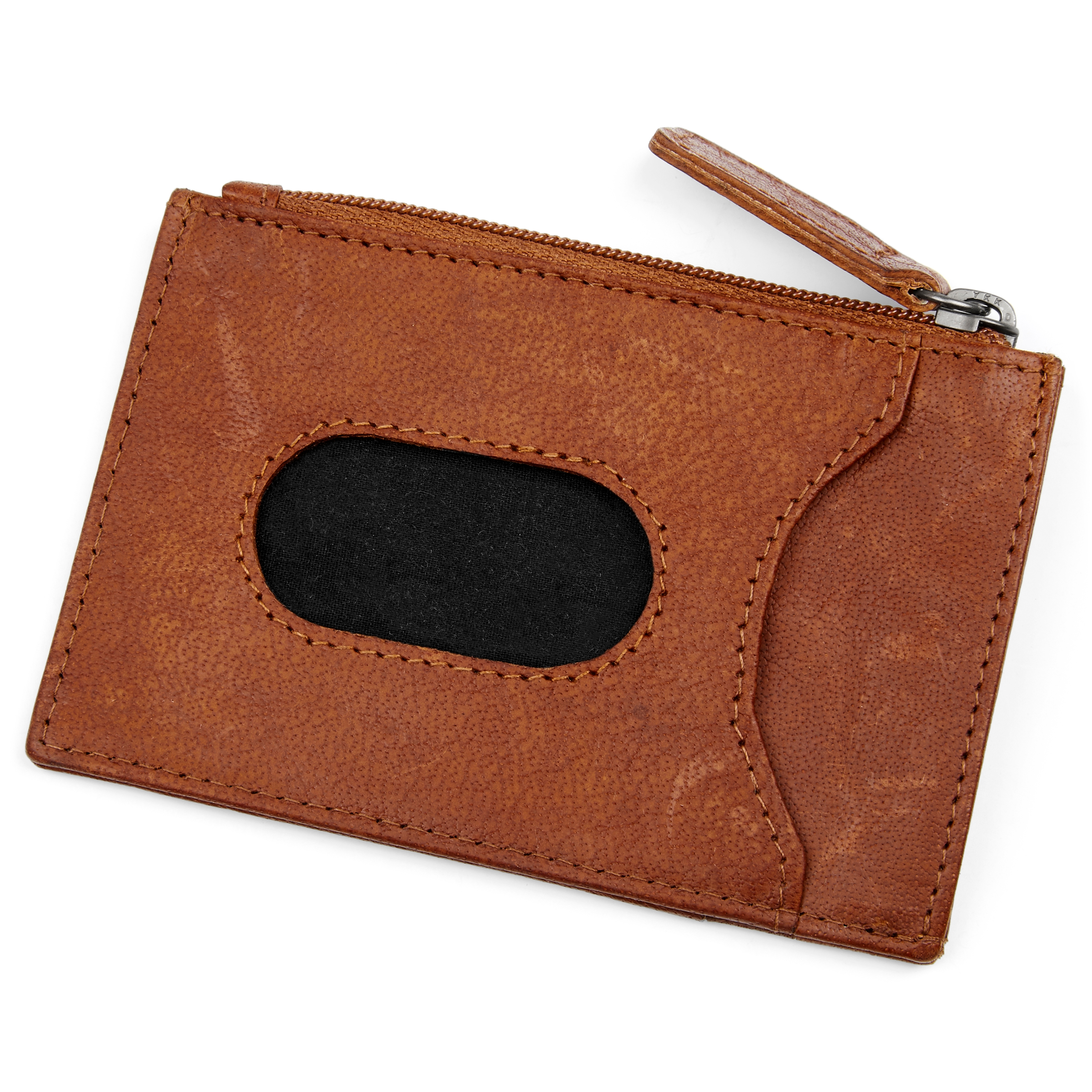 Oxford Tan Leather Zip Cardholder - 2