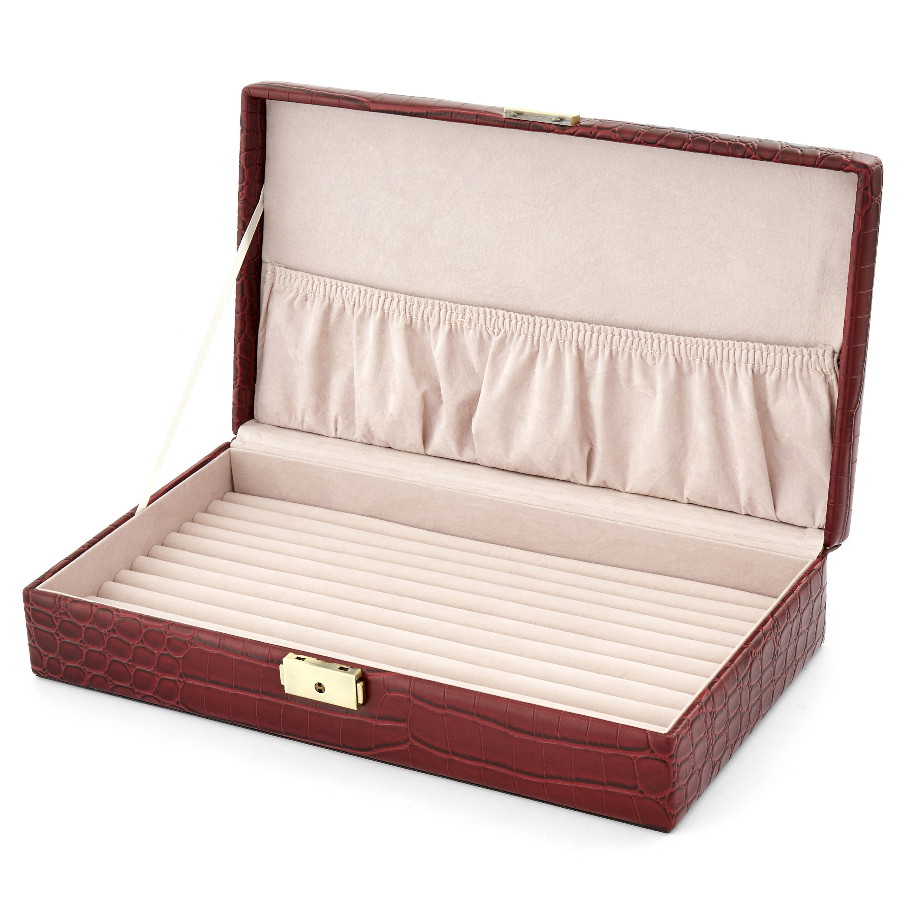 Crimson Alligator Patterned Wood Cufflinks Box - 2