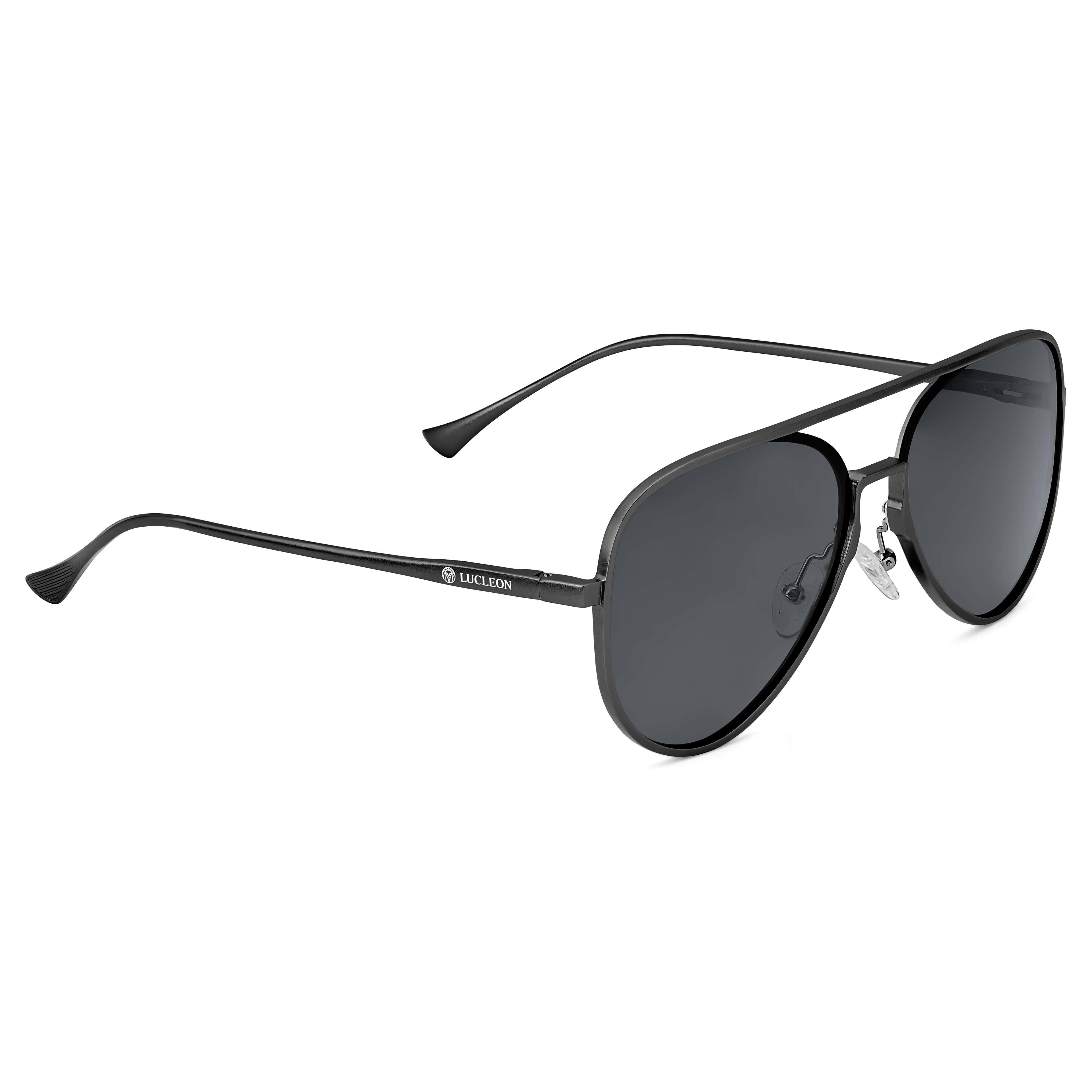 Black Smoke Polarised Aviator Sunglasses - 3 - gallery