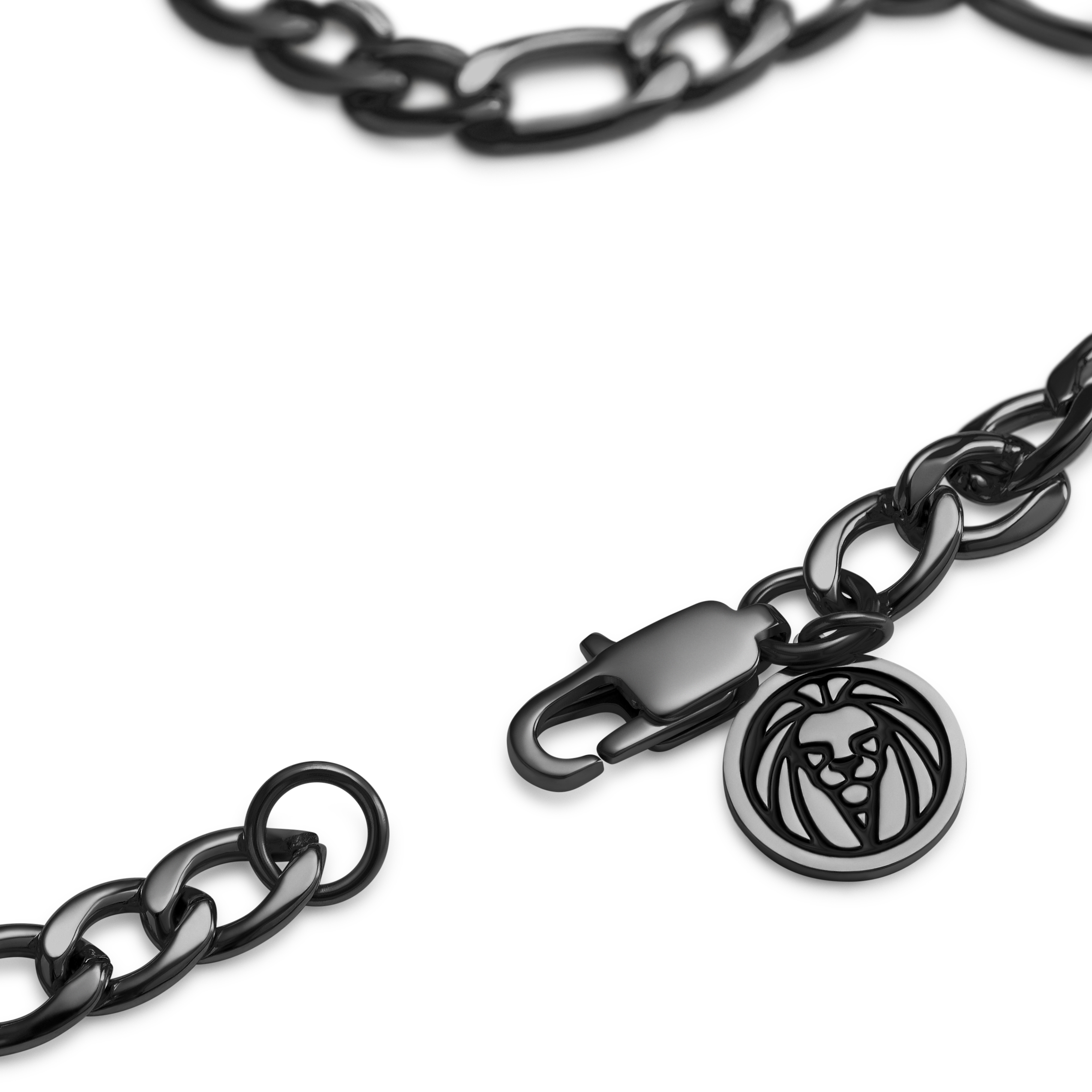 Essentials | 6 mm Gunmetal Schwarzes Figaro Kettenarmband - 5