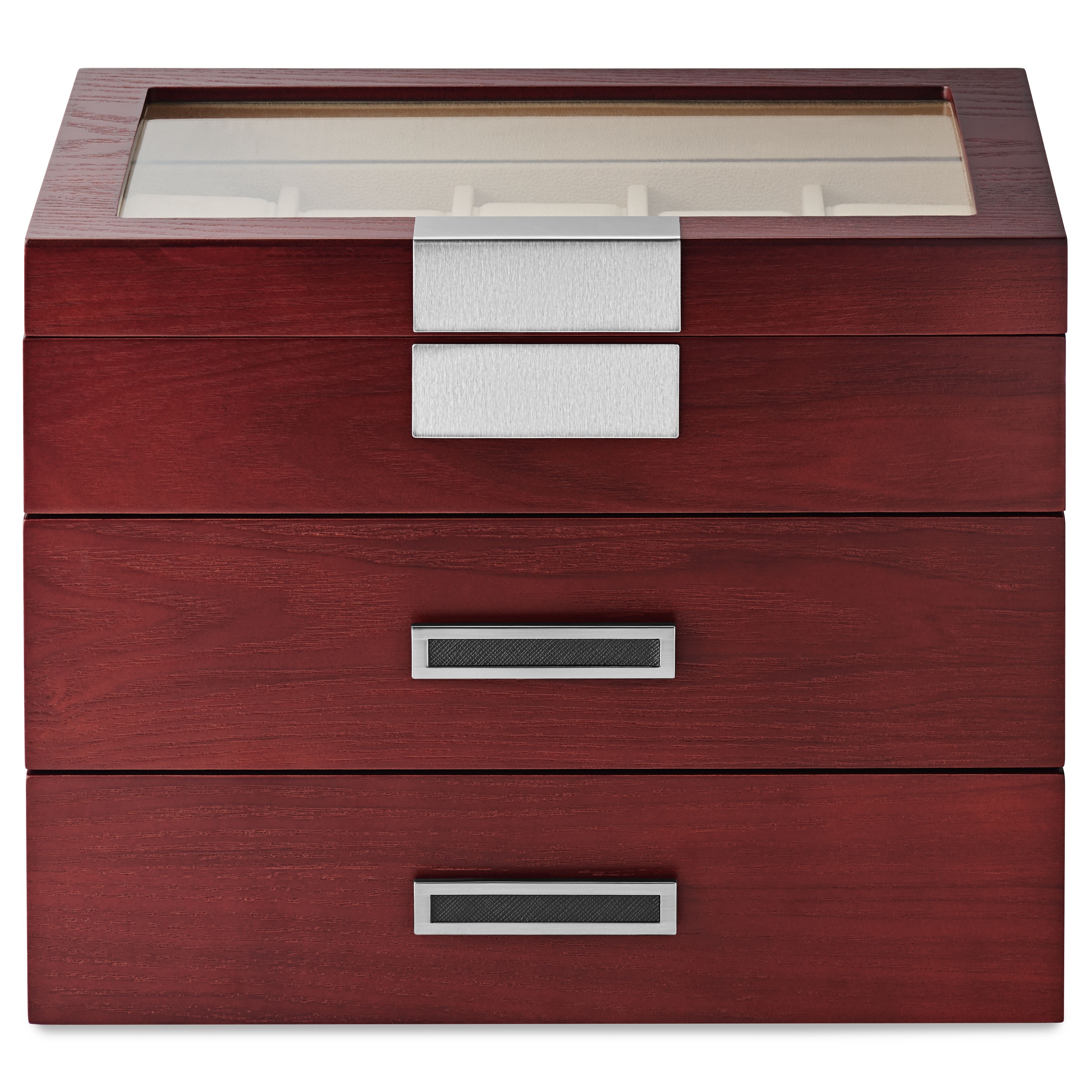 Cutie de depozitare pentru ceasuri din furnir de cireș cu 30 de spații - 3