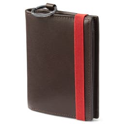 Lonnie Dark-Brown Leather RFID-Blocking Wallet with Keyring 