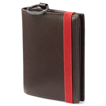 Portefeuille en cuir brun foncé anti-RFID et porte-clés Lonnie