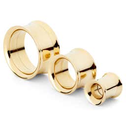 Gold-Tone Thin-Rimmed Screw-Fit Tunnel Earring