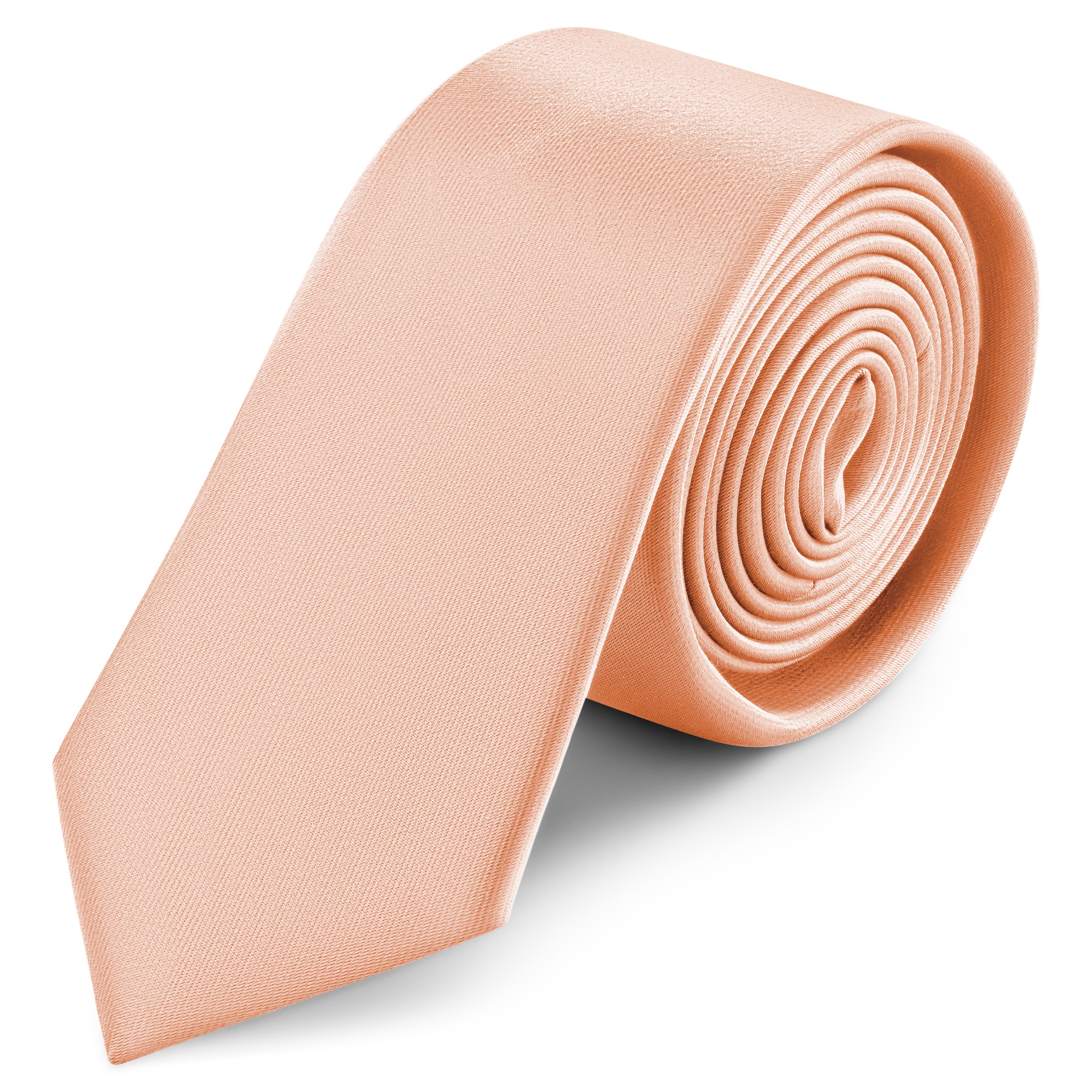 Cravate étroite en satin rose 6 cm