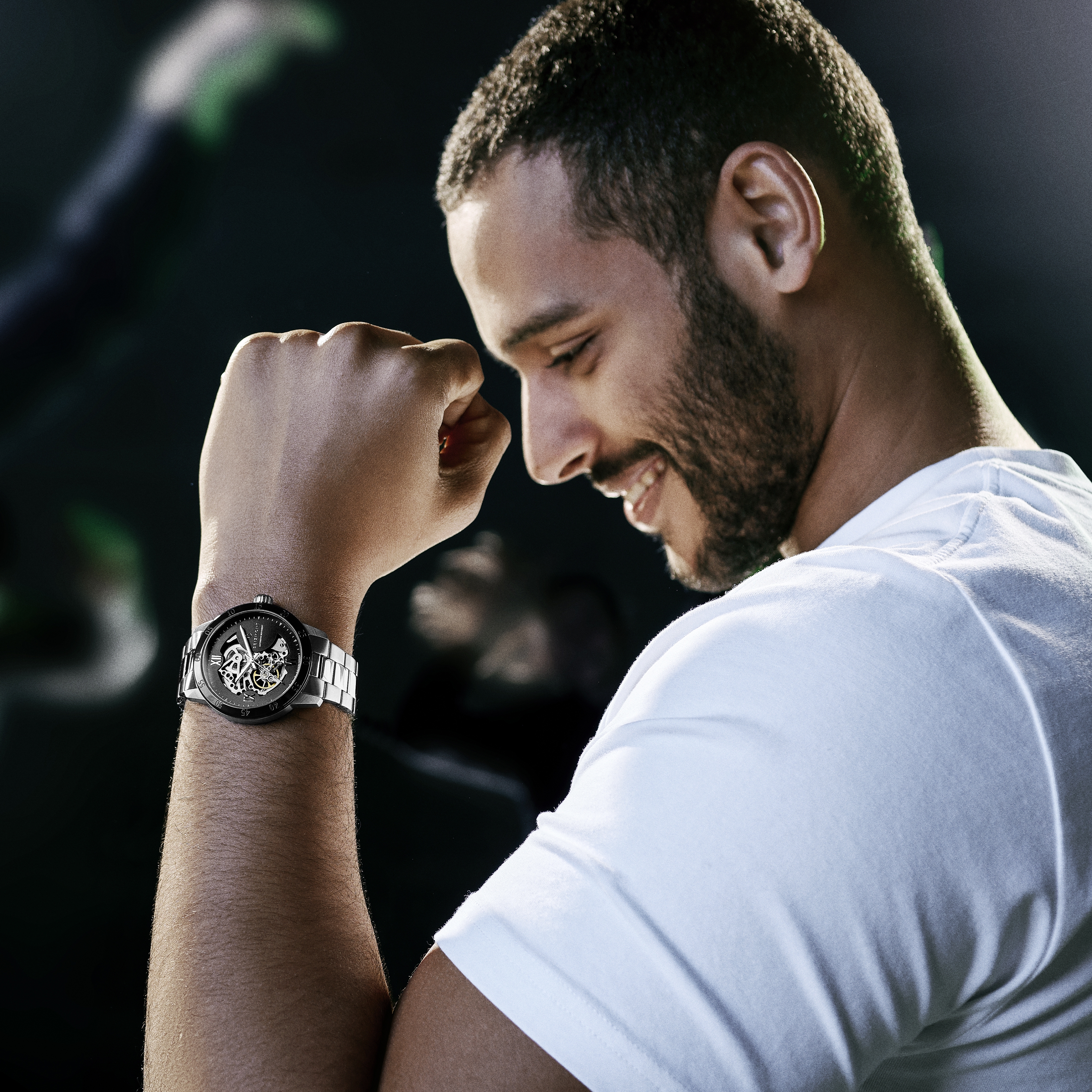 Dante II | Silver-tone & Black Skeleton Watch - 4