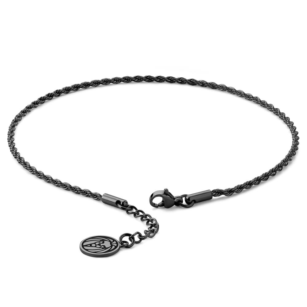 hover: Black Stainless Steel Rope Chain Men's Anklet hover: Black Stainless Steel Rope Chain Men's Anklet