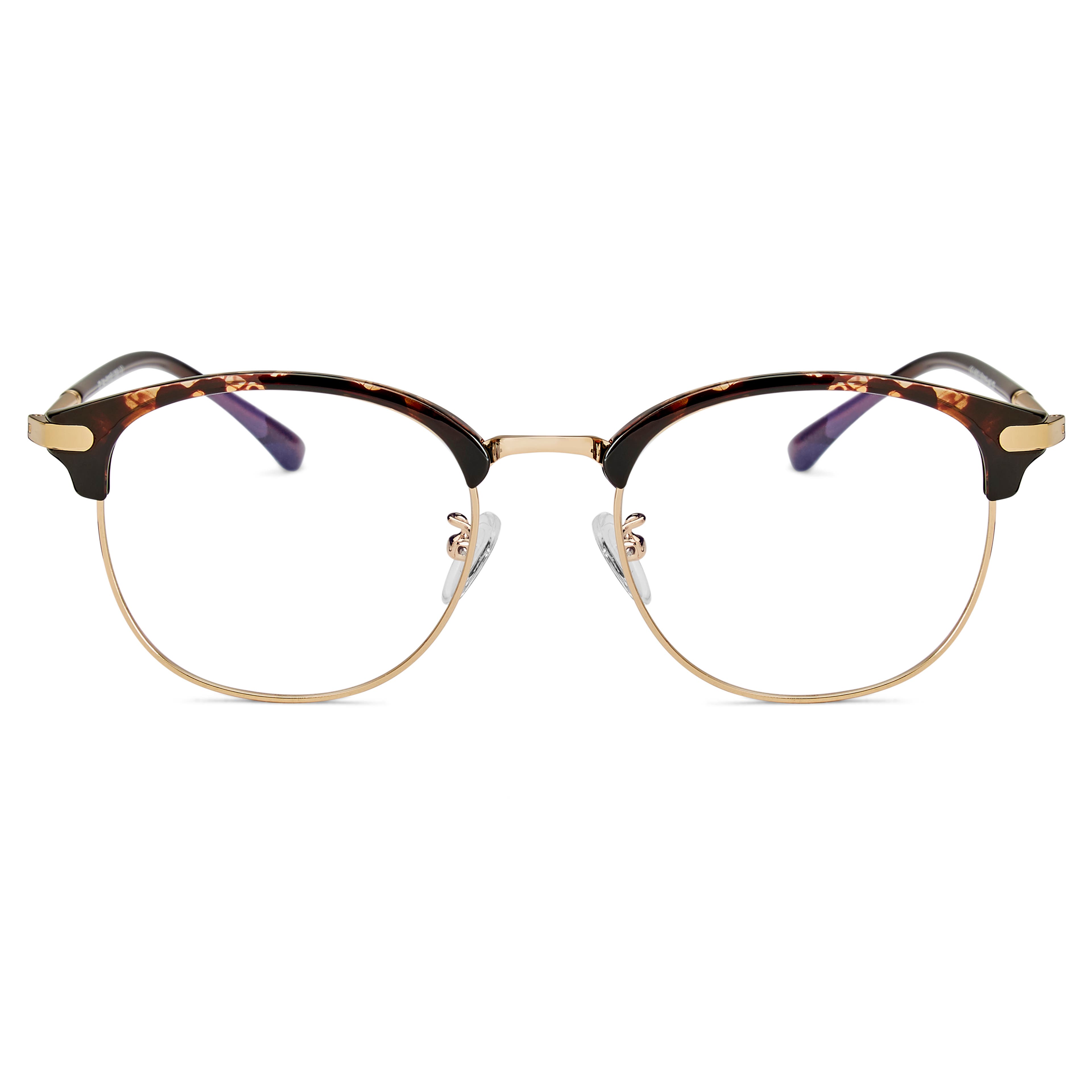 Tortoise Shell & Gold-Tone Classroom Clear Lens Glasses