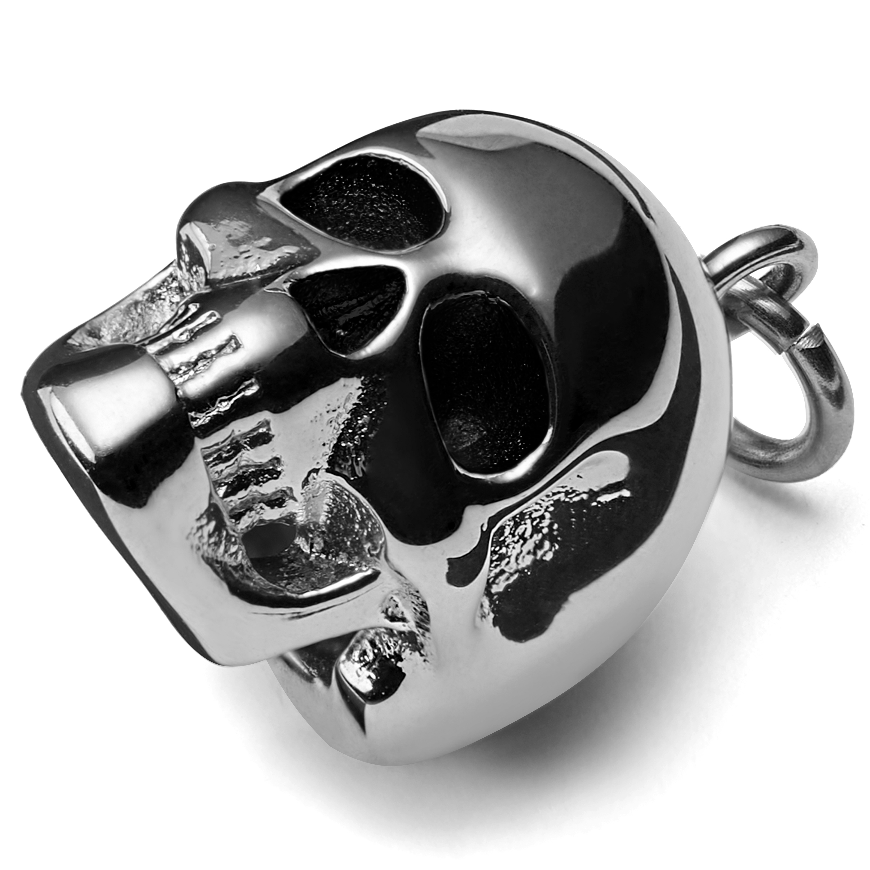 Ciondolo a forma di teschio in acciaio color argento - 2