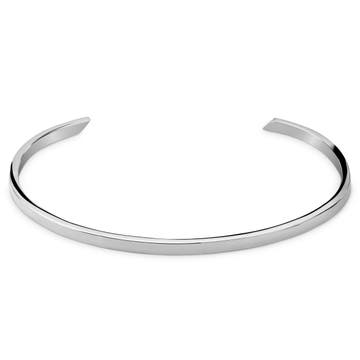 Bracelet manchette réglable en acier inoxydable argenté poli de 3 mm Bracelet manchette réglable en acier inoxydable argenté poli de 3 mm