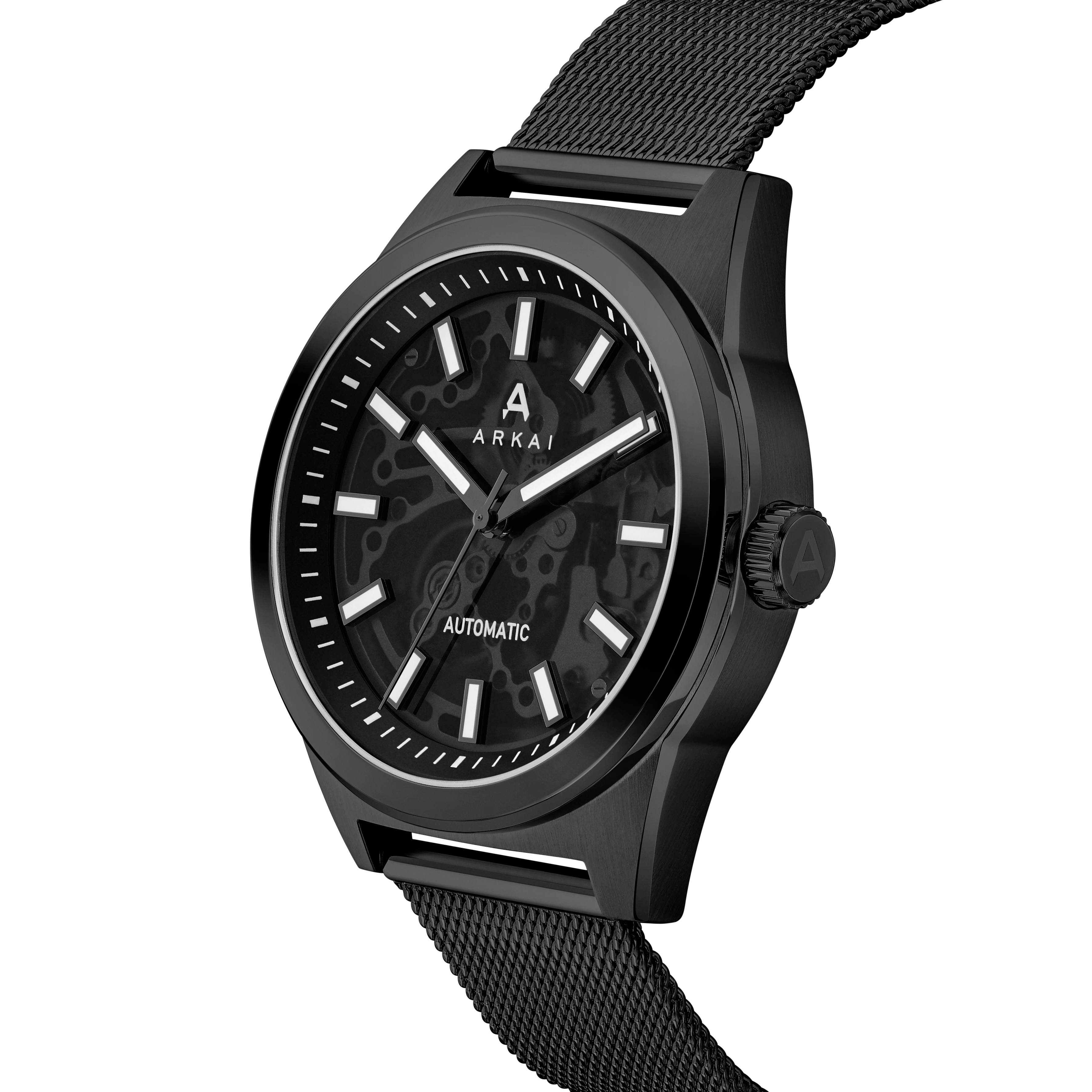 Caron | Black Stainless Steel Automatic Skeleton Watch - 3