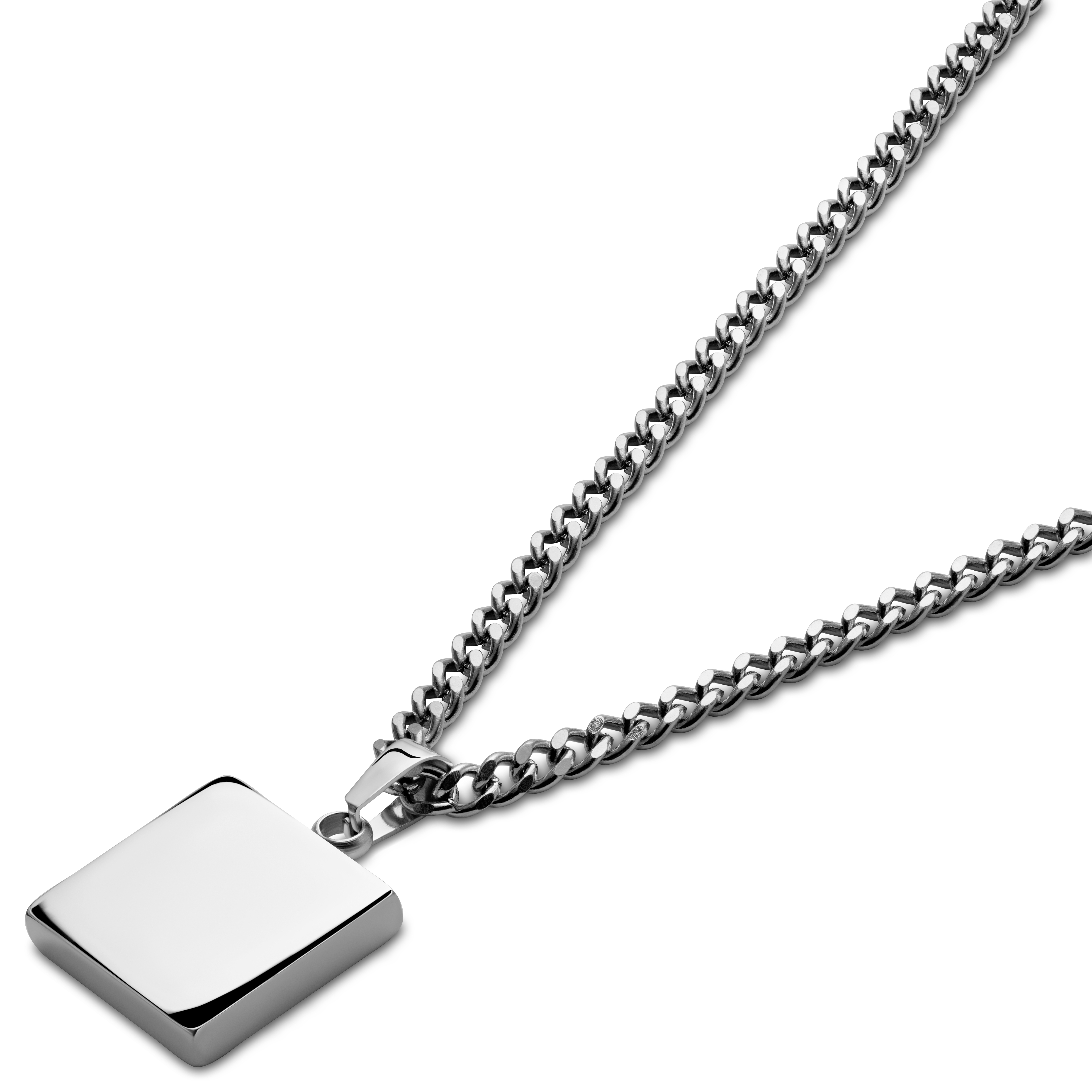 Cruz | Square Silver-Tone Stainless Steel & Lapis Lazuli Necklace - 3