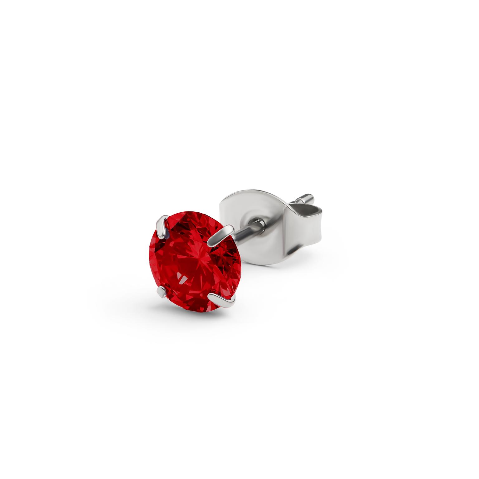 Aura | 6 mm titan rød zirkonia-stiftøredobb Aura | 6 mm titan rød zirkonia-stiftøredobb