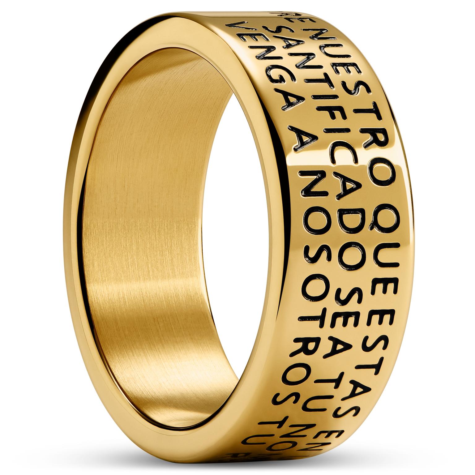Unity | 8 mm Goudkleurige Ring met het Spaanse Onze Vader Unity | 8 mm Goudkleurige Ring met het Spaanse Onze Vader
