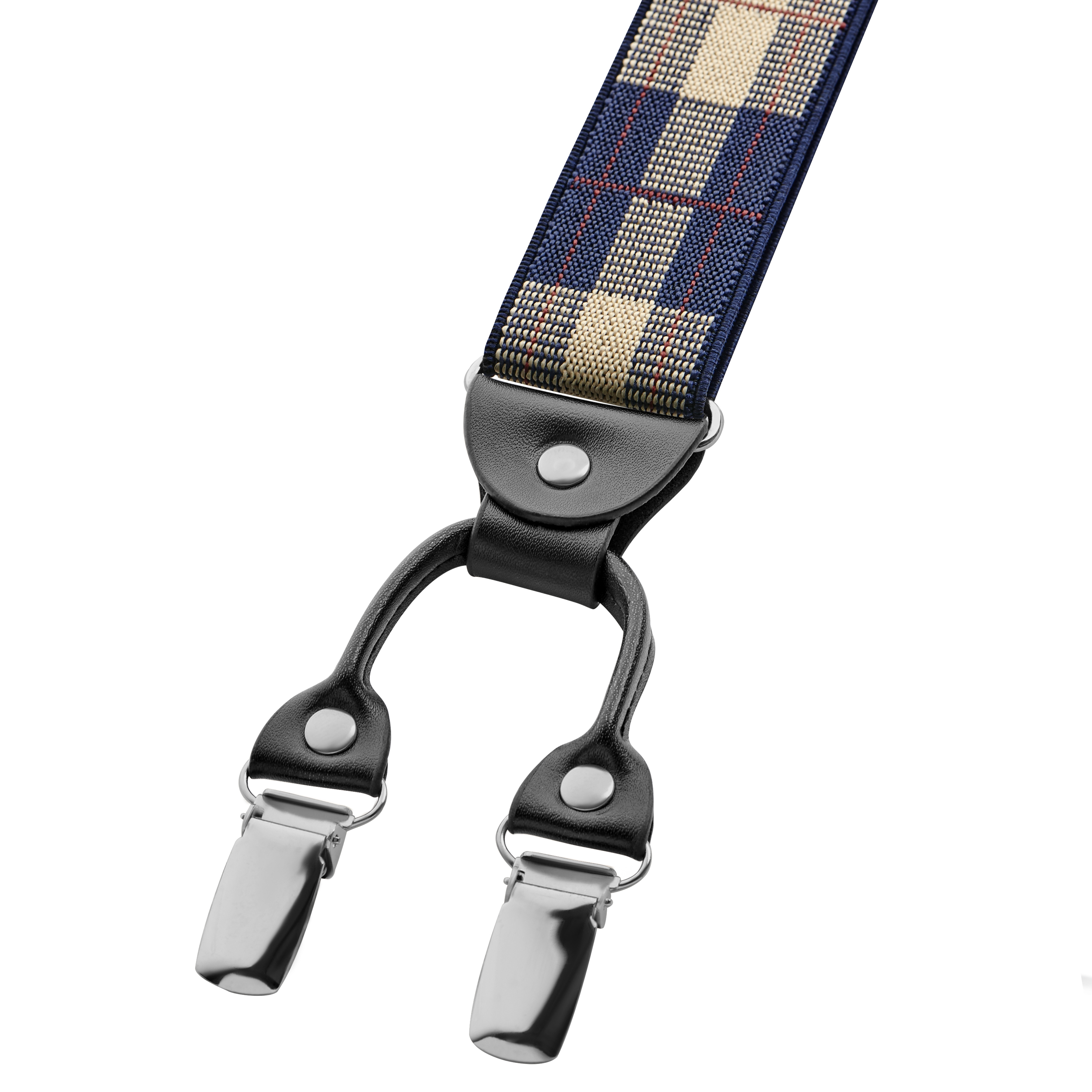 Vexel | Navy Checker-Patterned Braces - 3