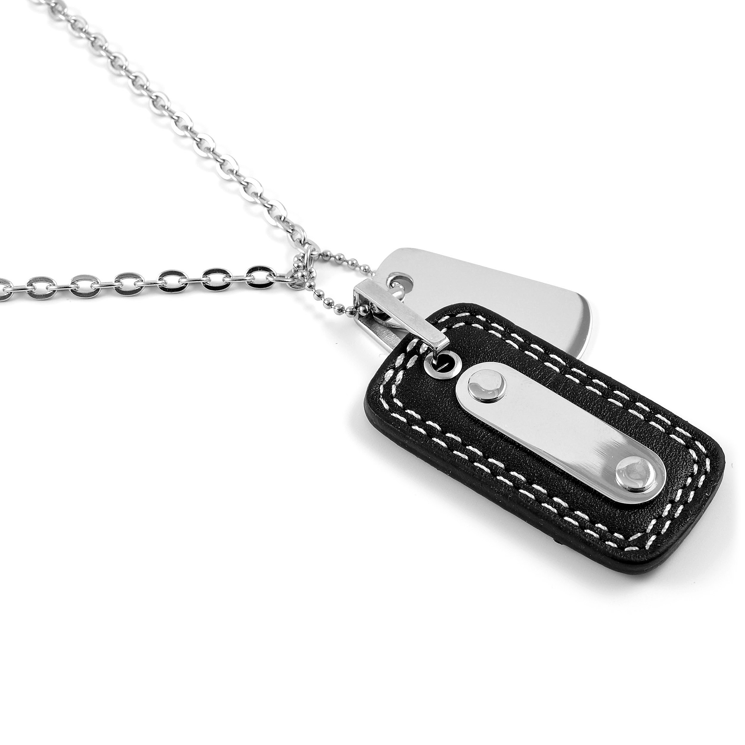 Læder Dog Tag Halskæde - 2