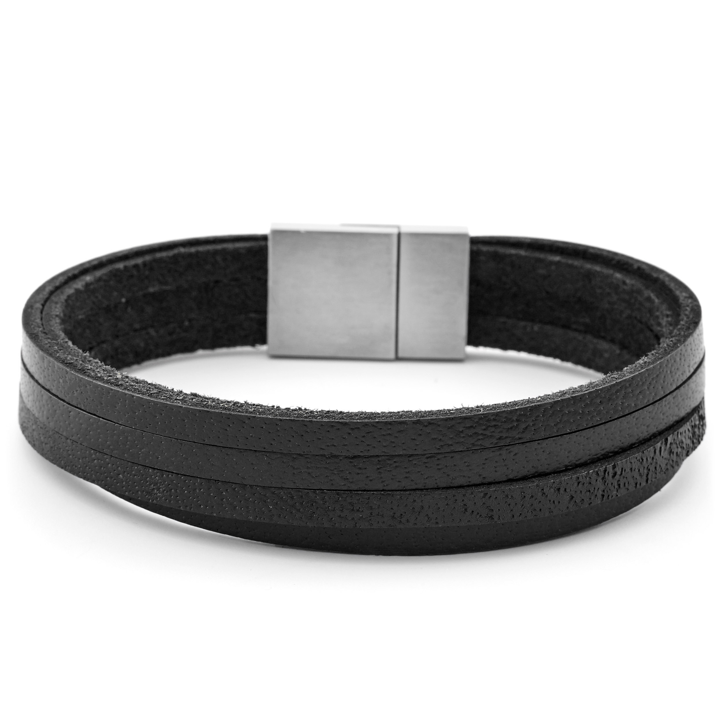 Black & Stainless Steel Six Cord Bracelet - 3