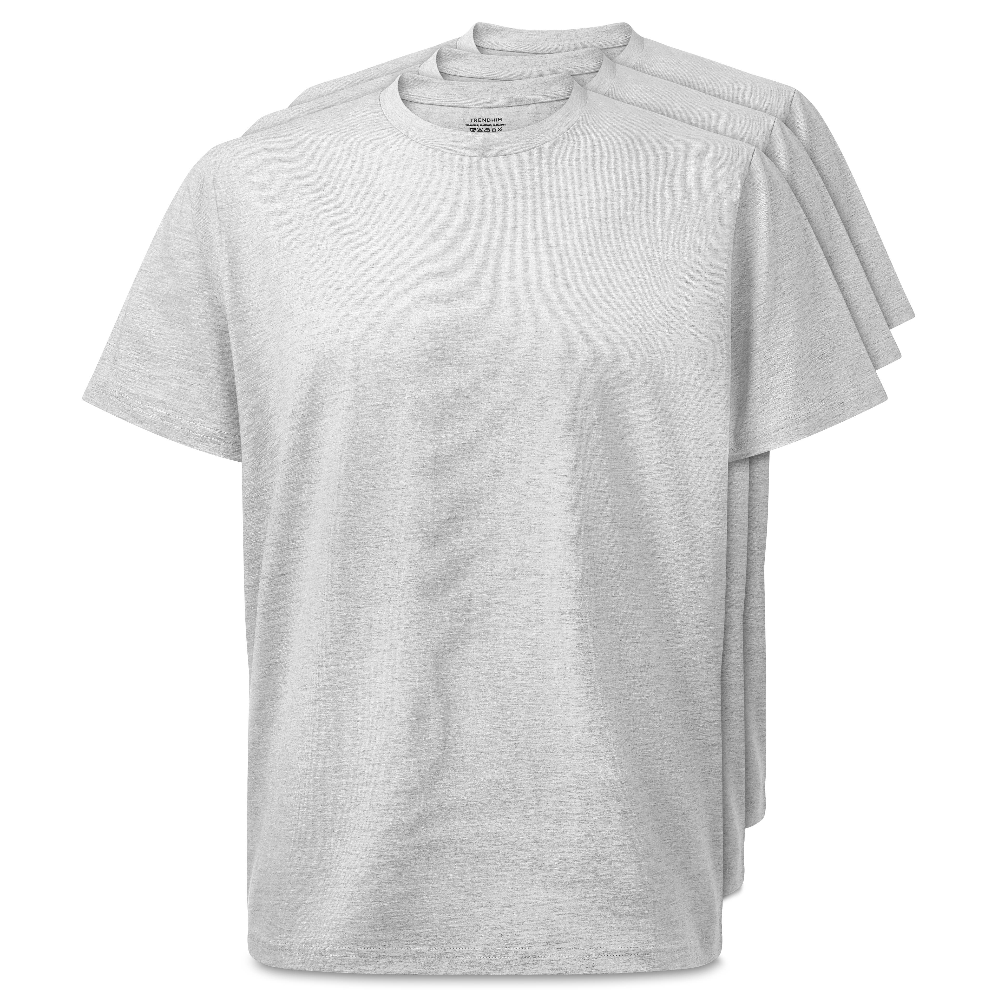 M - FlexFeel | Pack de 3 camisetas de algodón en gris claro - 1