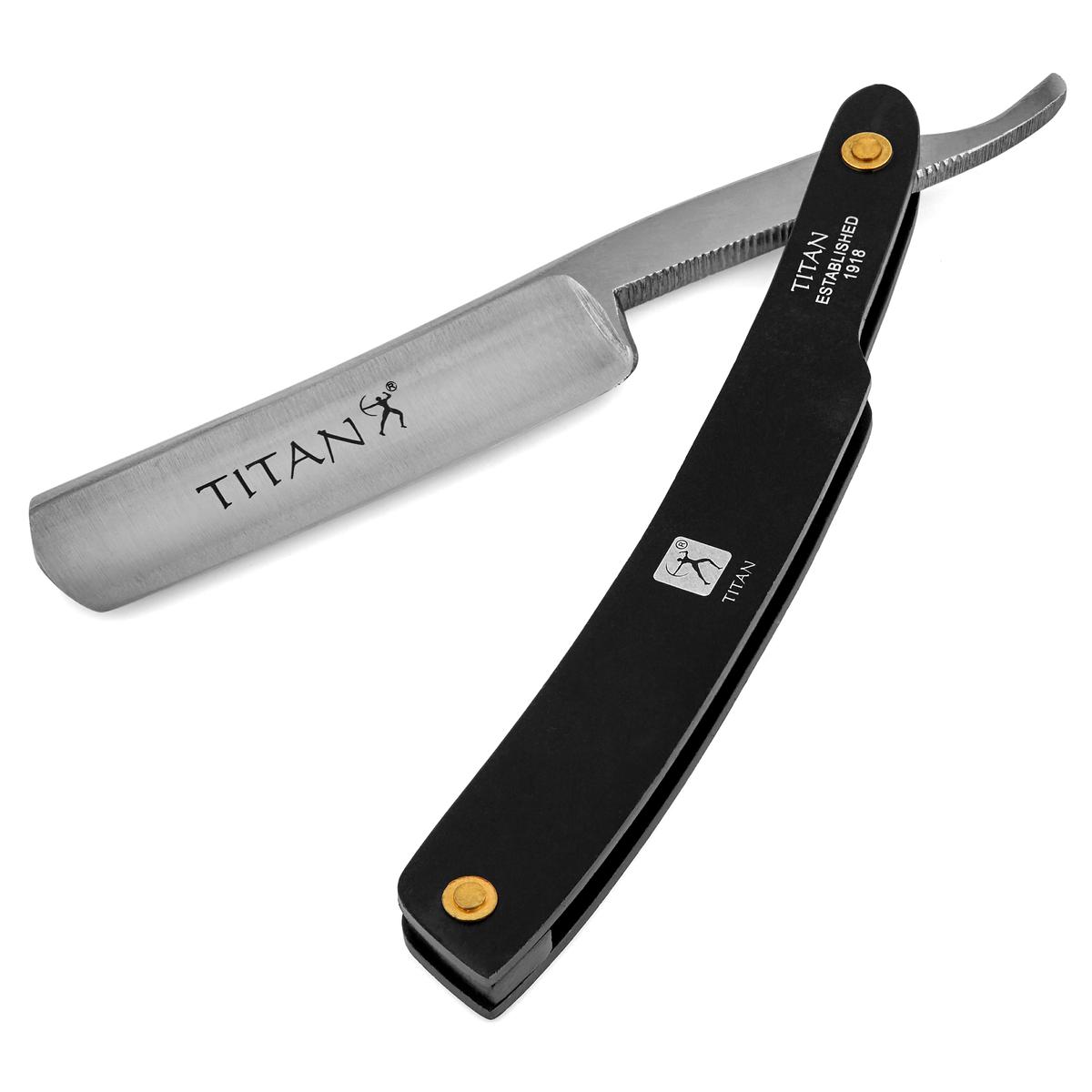 Black & Stainless Steel Straight Razor | In stock! | Titan