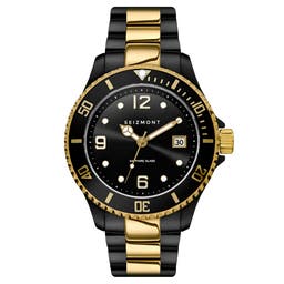 Tide | Black & Gold-Tone Dive Watch With Black Dial