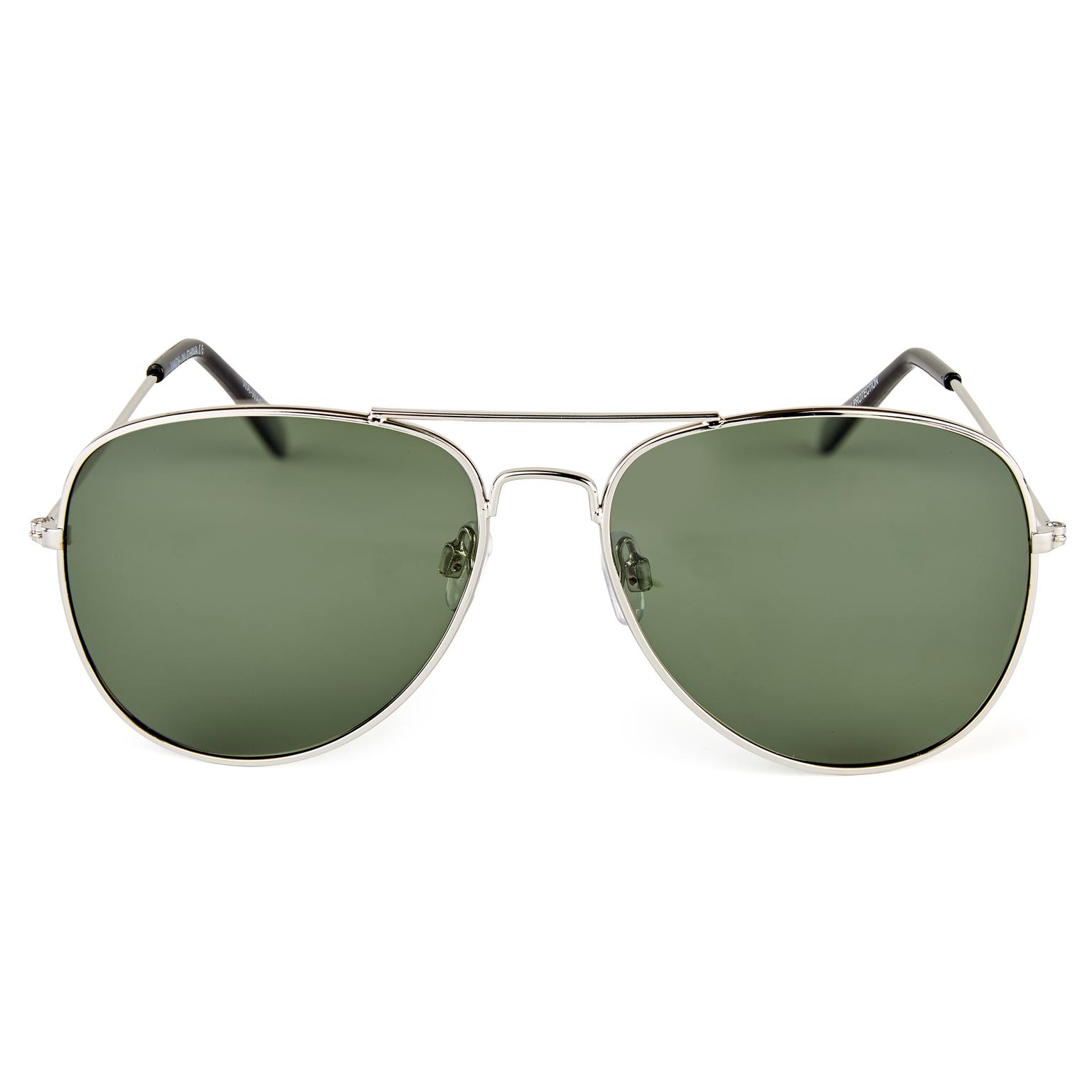 Warren Silver-Tone & Green Aviator Vista Sunglasses Warren Silver-Tone & Green Aviator Vista Sunglasses