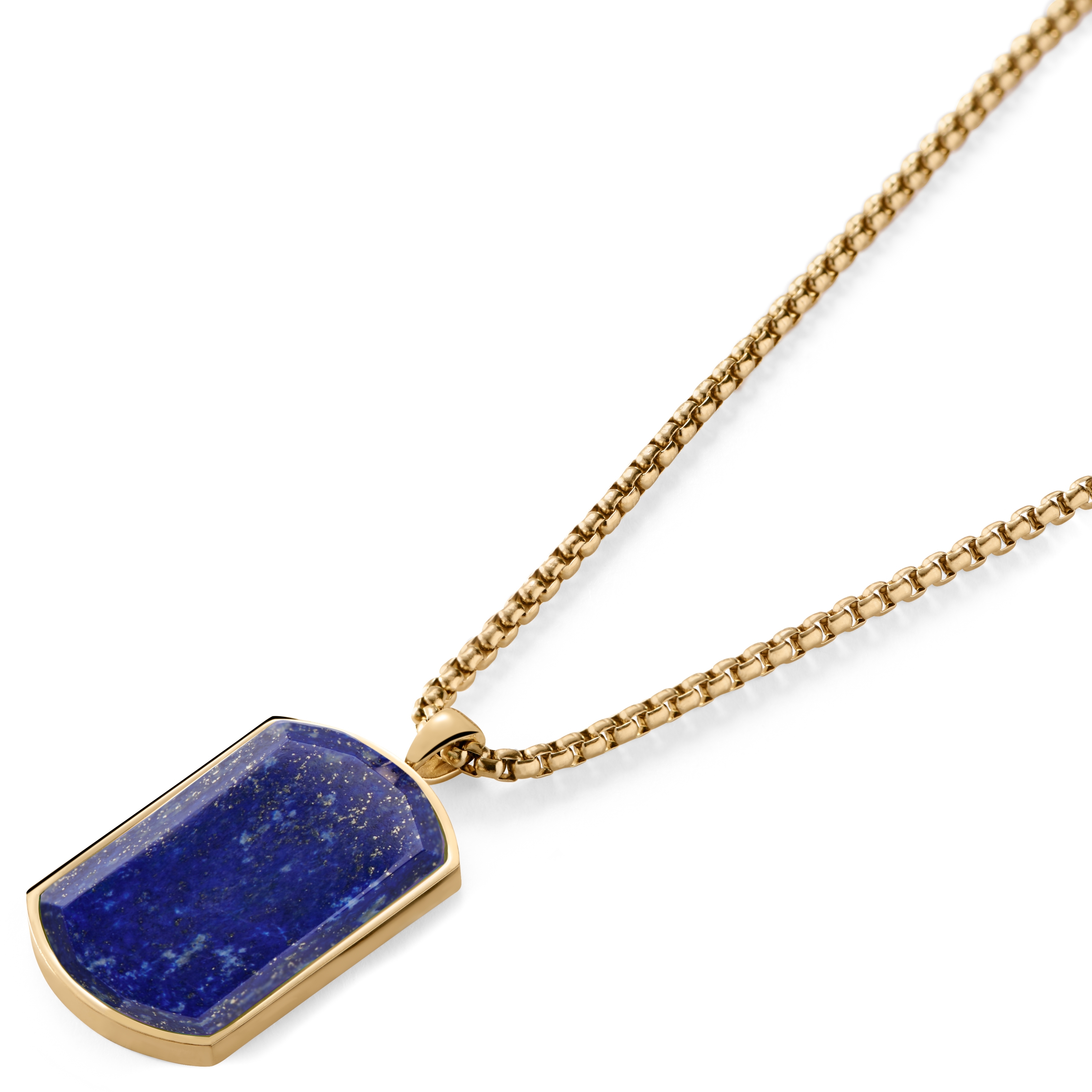 Orisun | Gold-Ton Lapis Lazuli Dog Tag Halskette - 4
