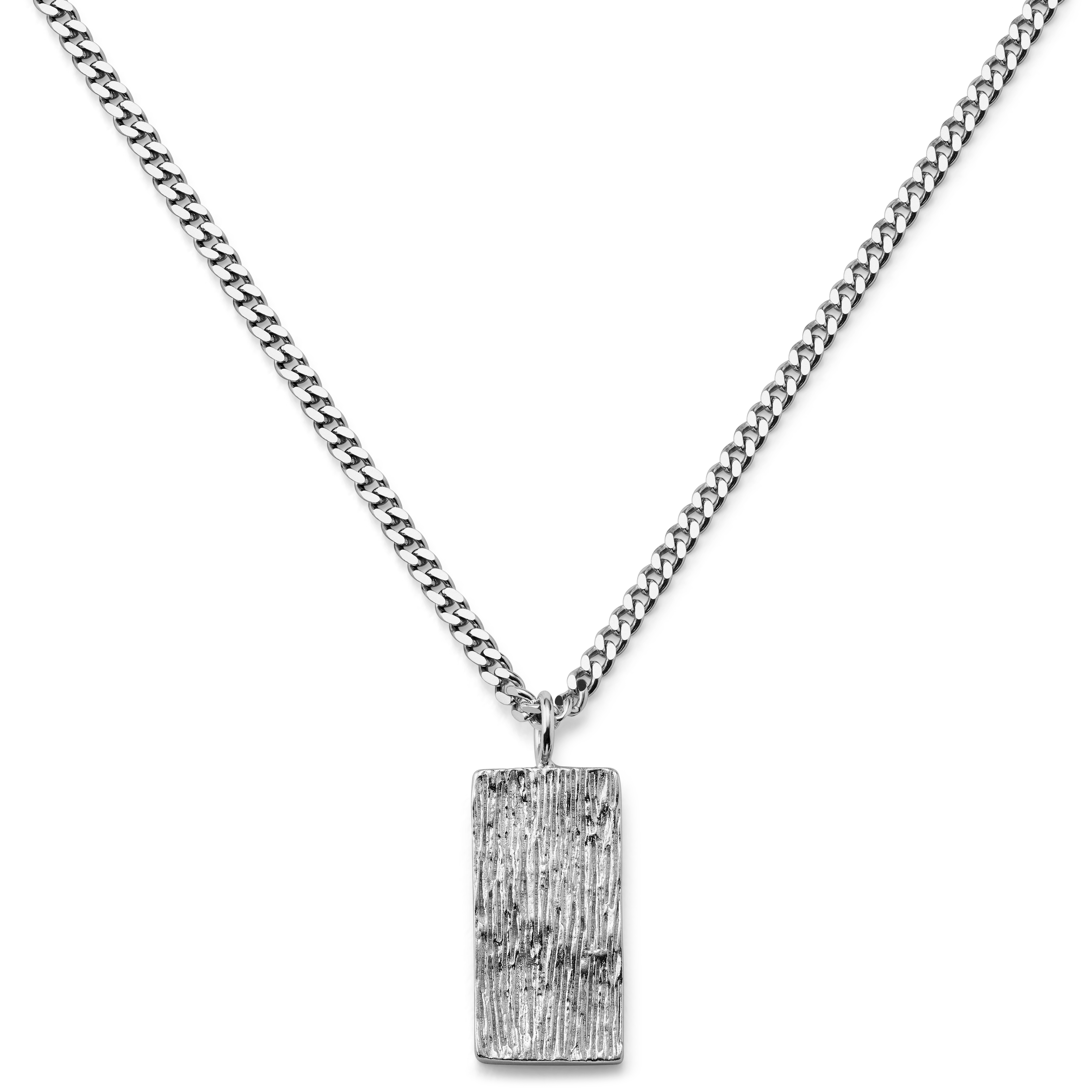 Rustic | 925 Sterling Silver Rustic Tag Necklace