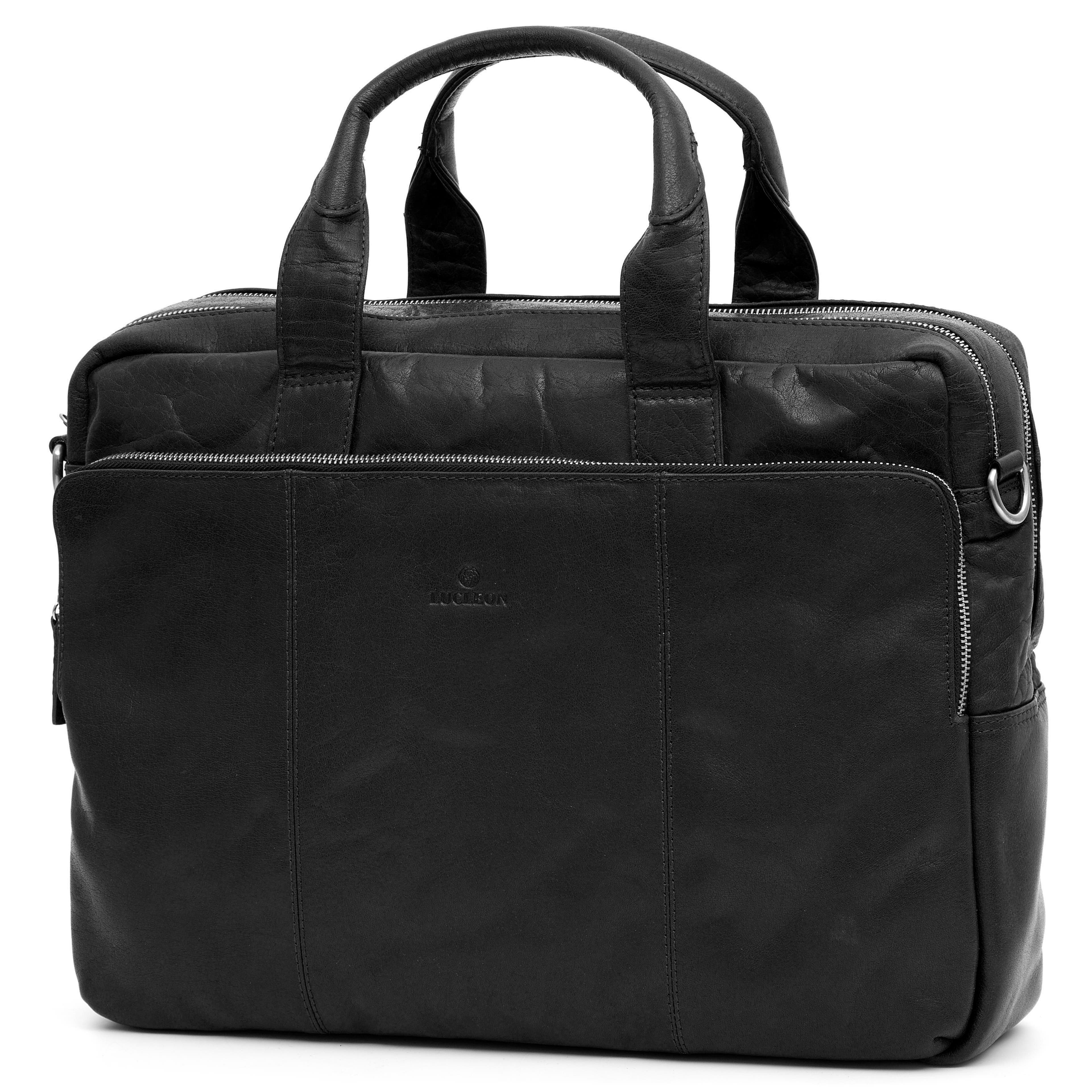 Montreal čierna kožená pracovná taška