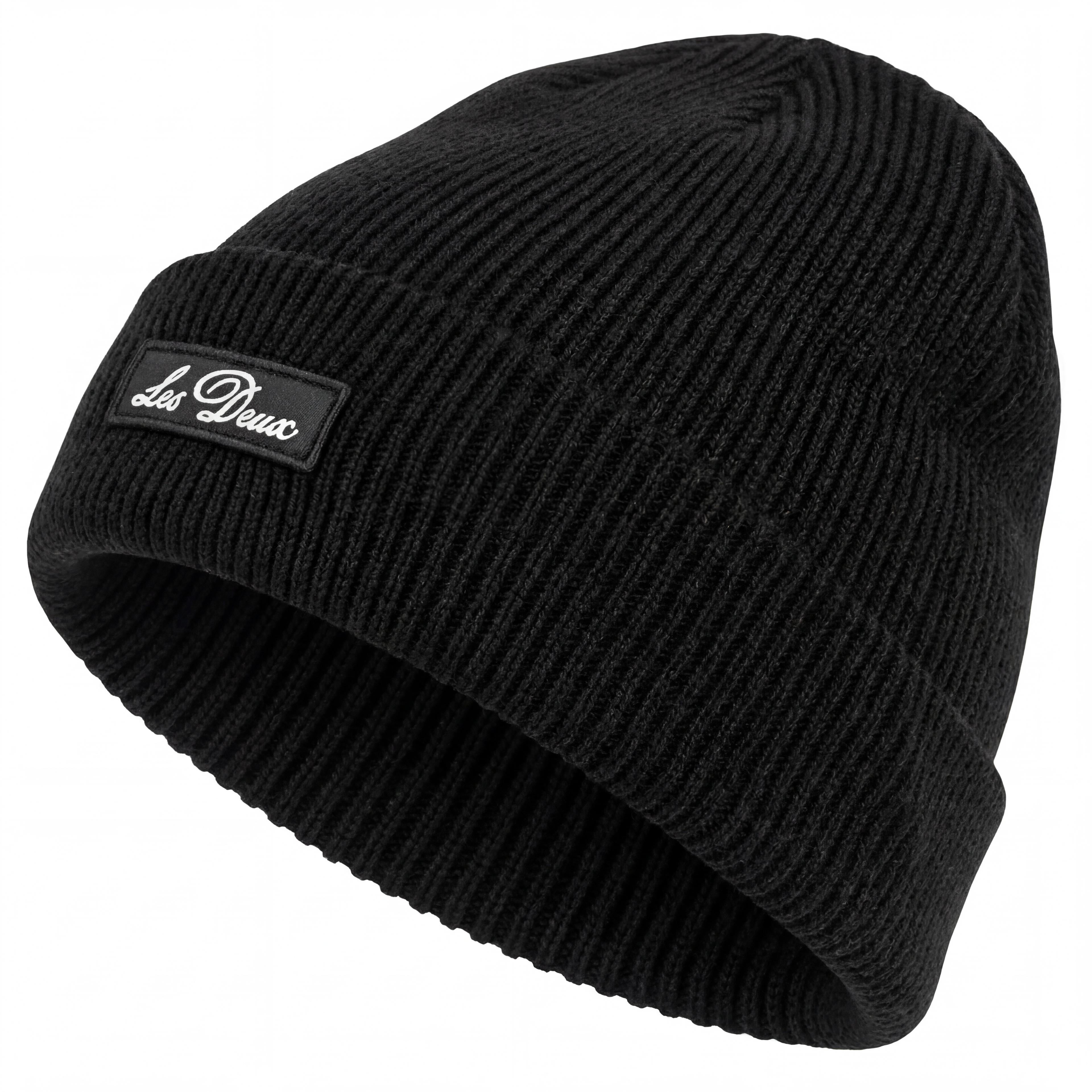 Les Deux | Căciulă Wayne neagră cu logo patch Les Deux | Căciulă Wayne neagră cu logo patch