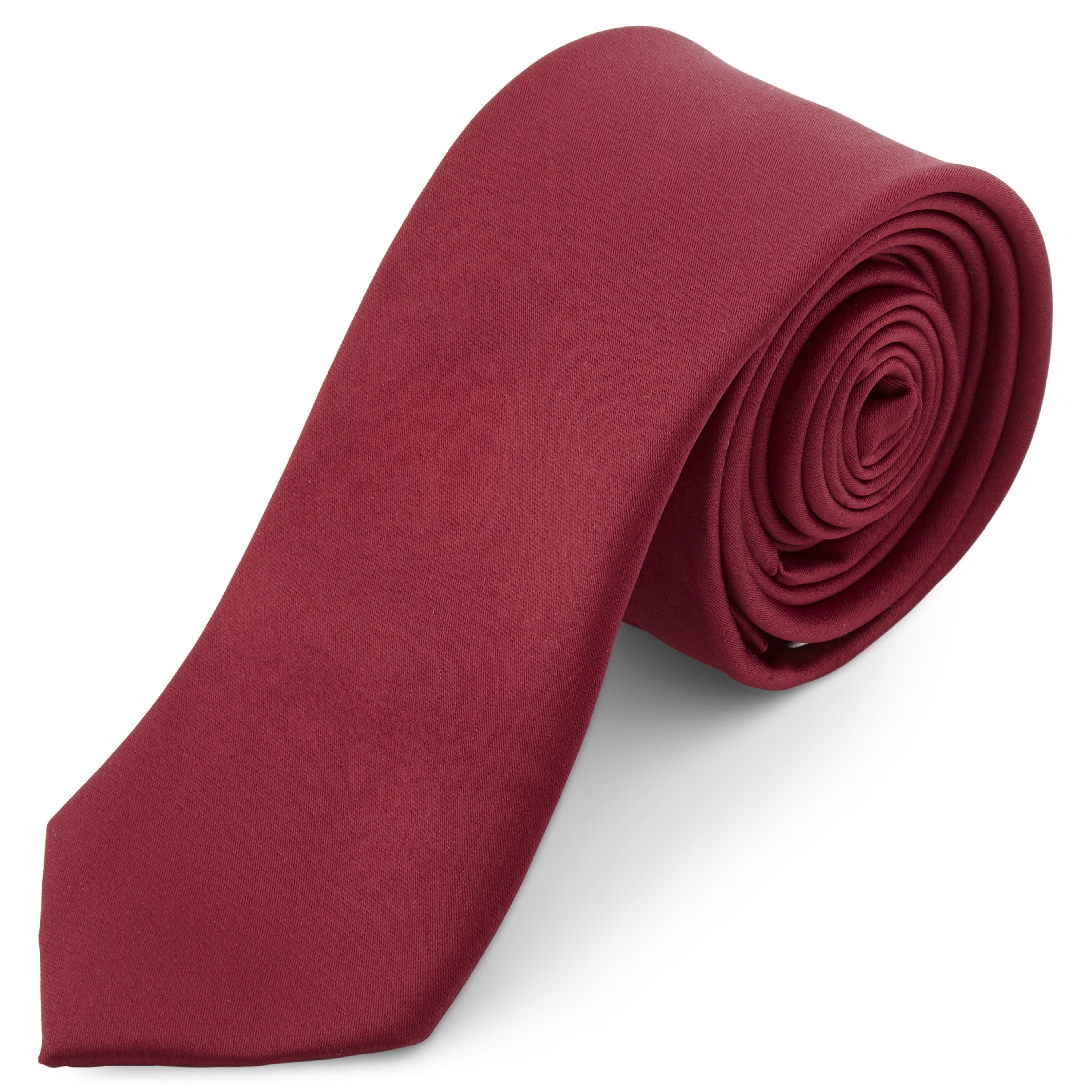 Едноцветна вратовръзка в бордо 6 см