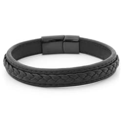 Bracelet cuir noir personnalisé - 2172 Bracelet cuir noir personnalisé - 2172