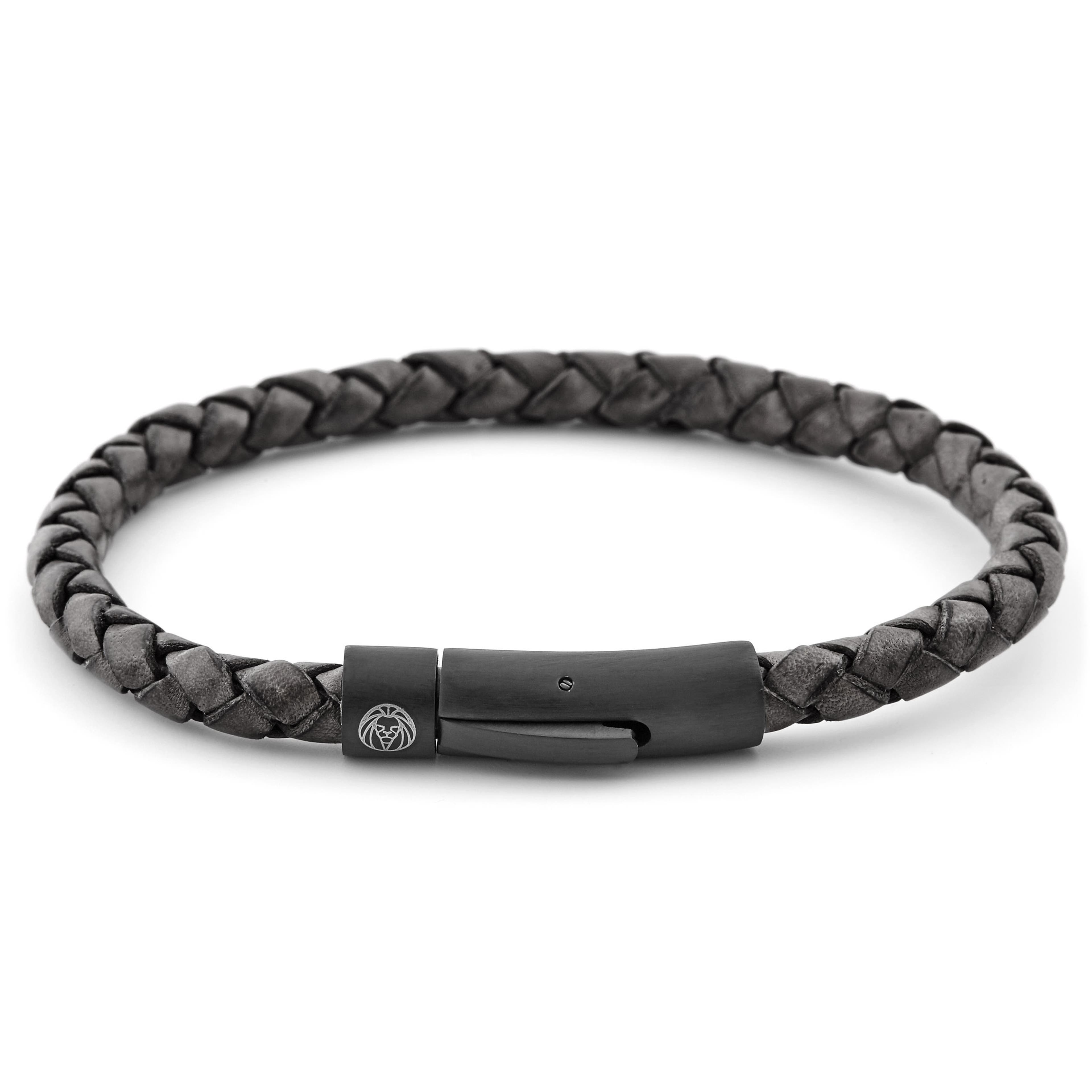 Black & Grey Leather Bracelet