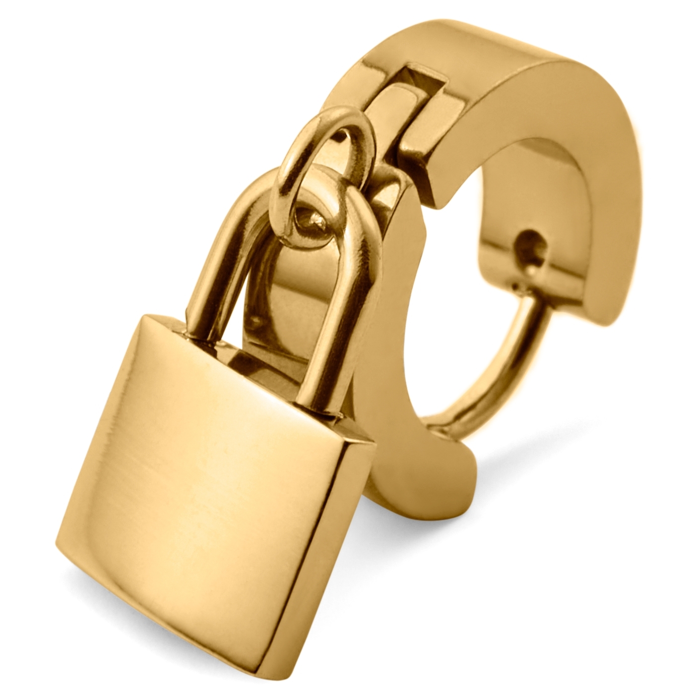 Floyd | Gold-Tone Padlock Hoop Earring - 3