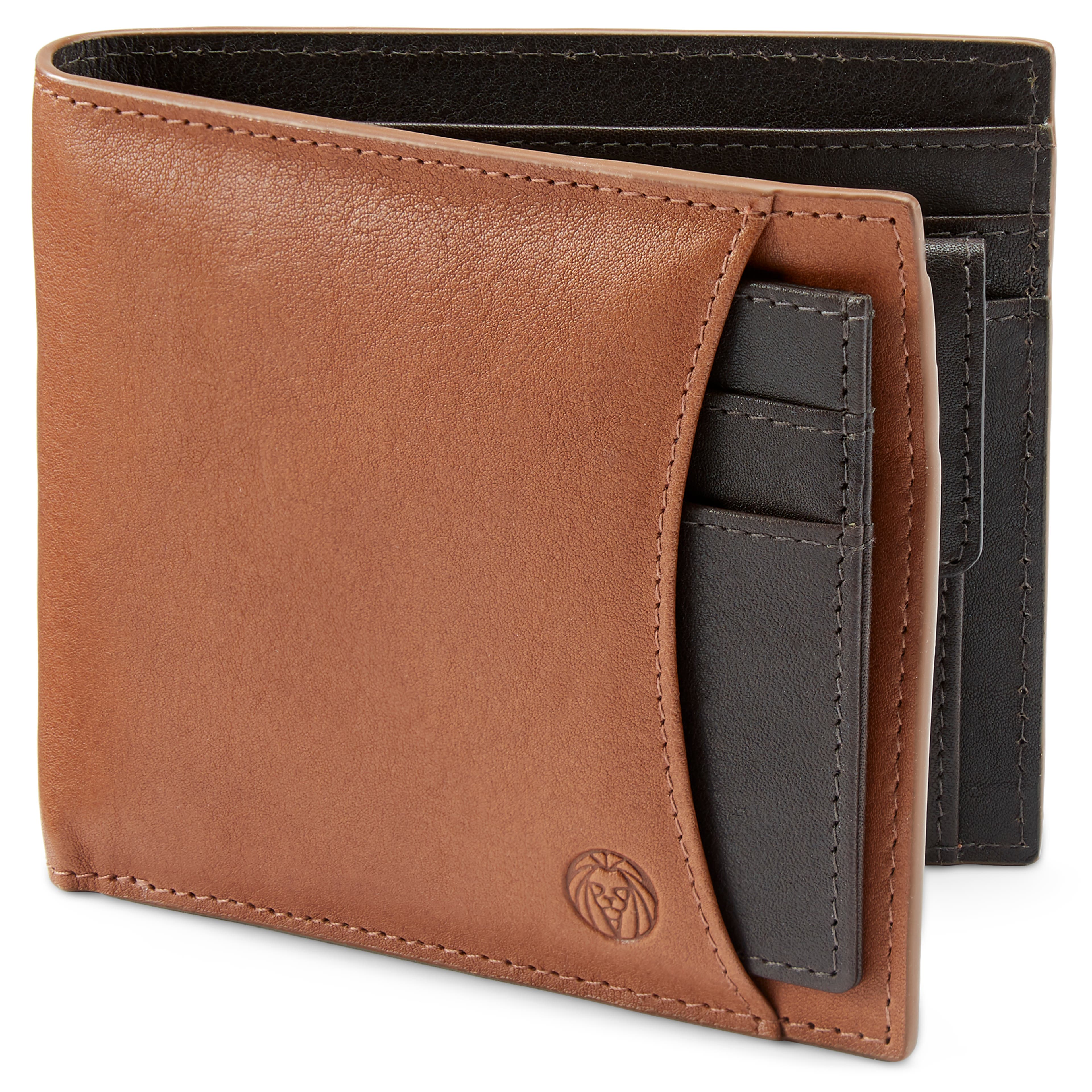 Lincoln ruskea & Tummanruskea nahkainen RFID-estolompakko ja korttikotelo