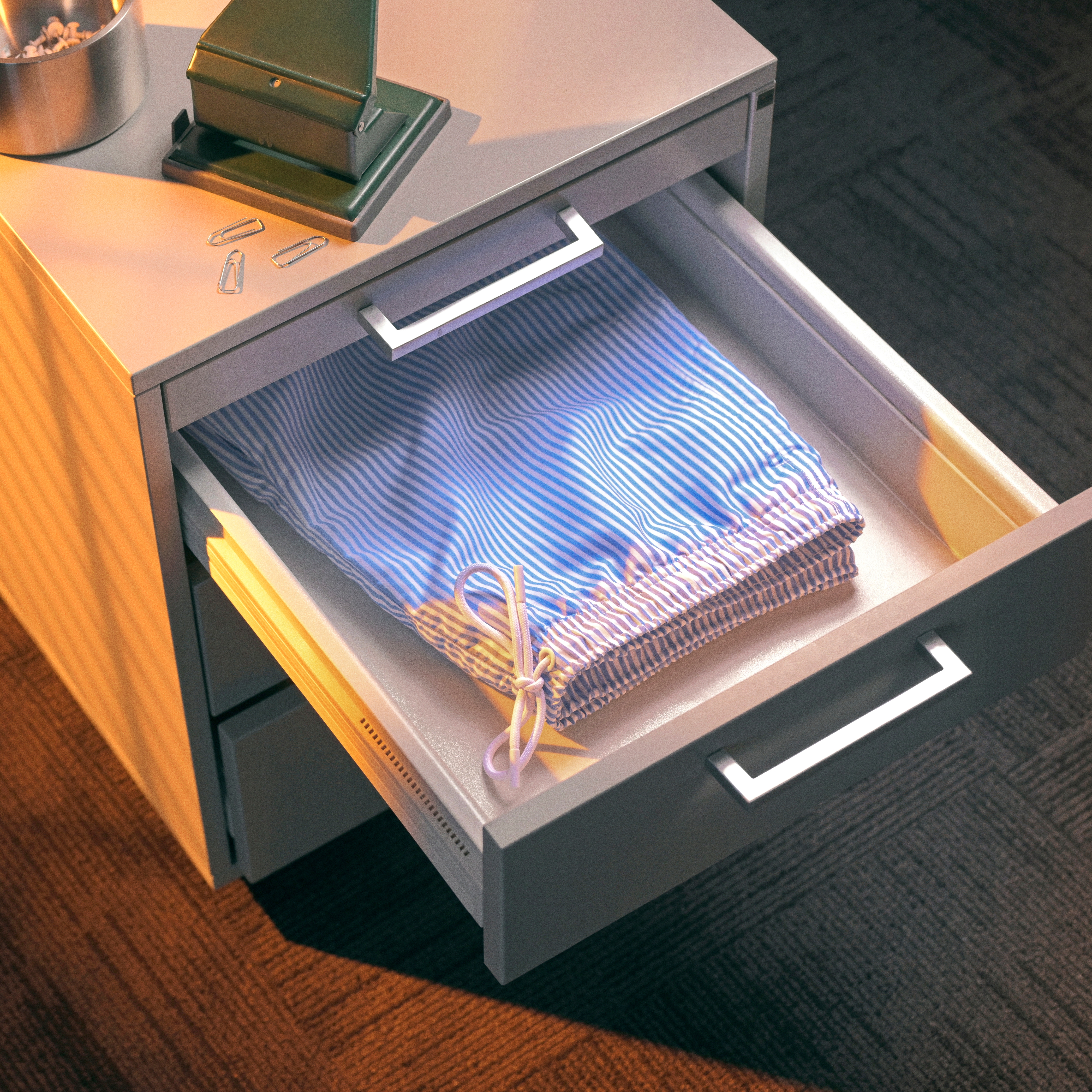 Striped Blue &amp; White Swim Shorts - 5