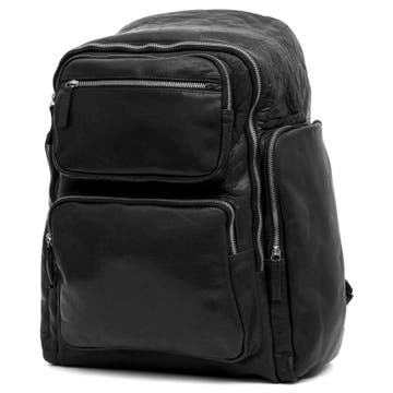 Montreal Black Leather Backpack