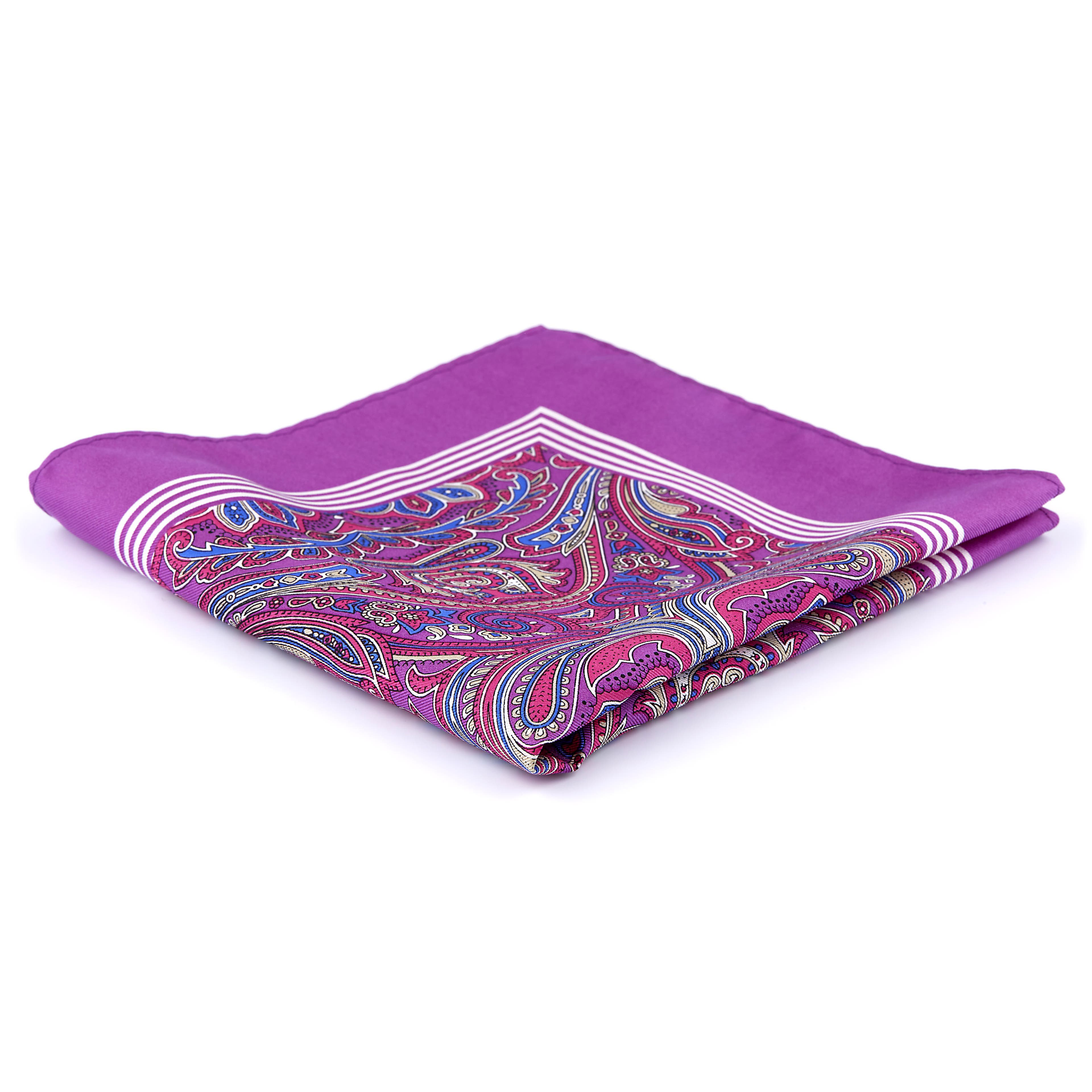Purple & Pink Baroque Print Silk Pocket Square