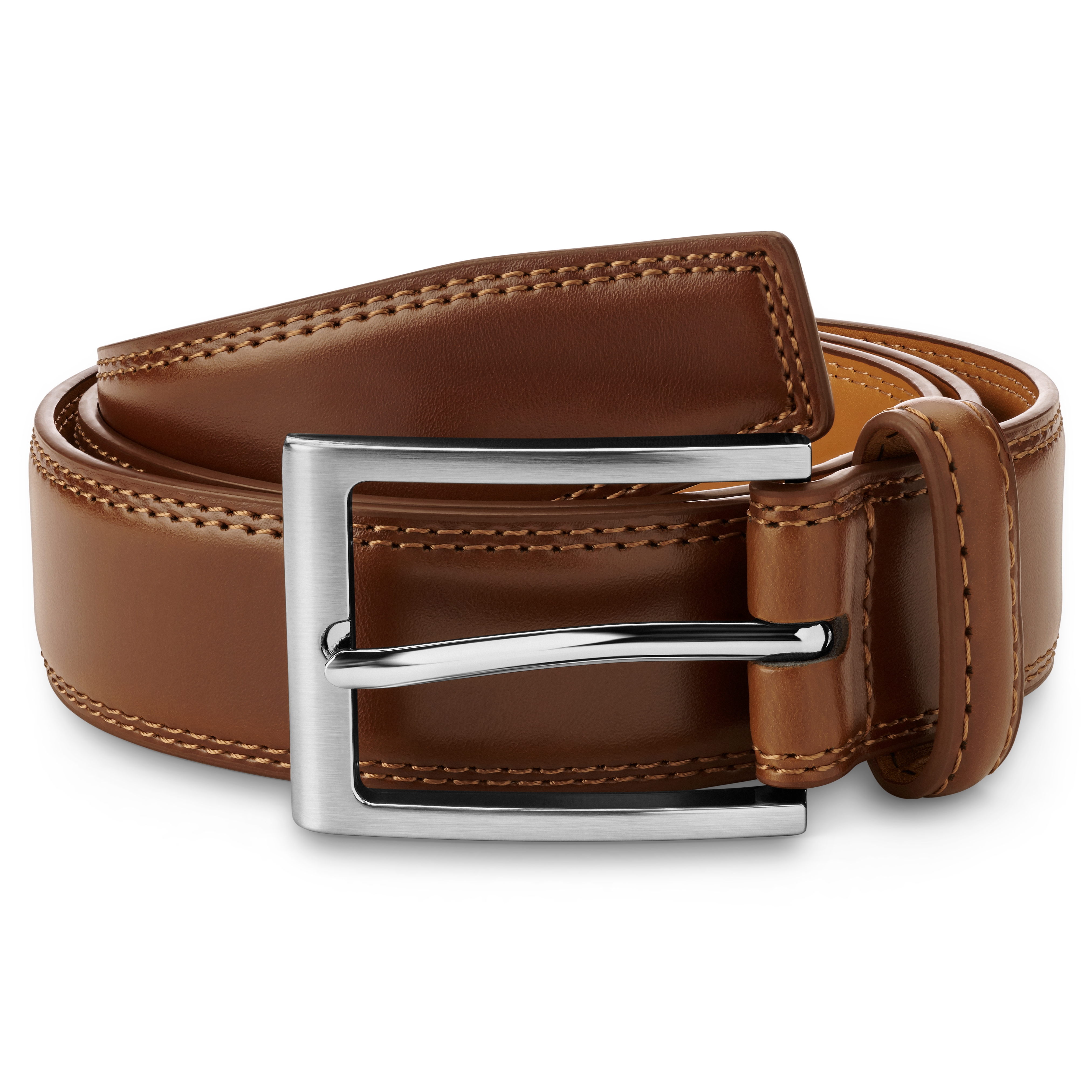 Light Brown Glossy Faux Leather Belt