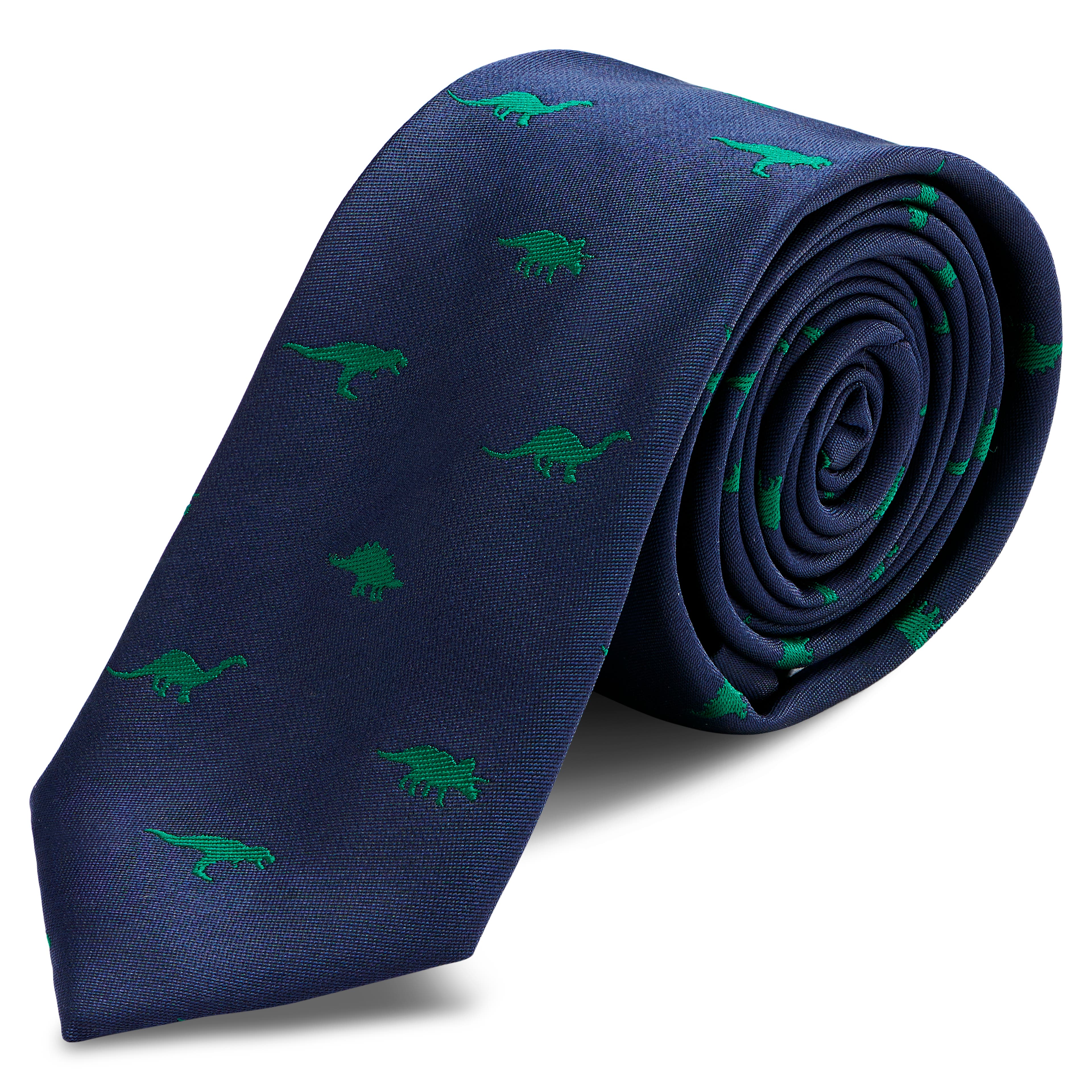 Námořnicky modrá úzká kravata s dinosaury