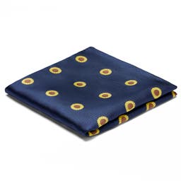 Pochette de costume réversible bleu marine à motifs de tournesols