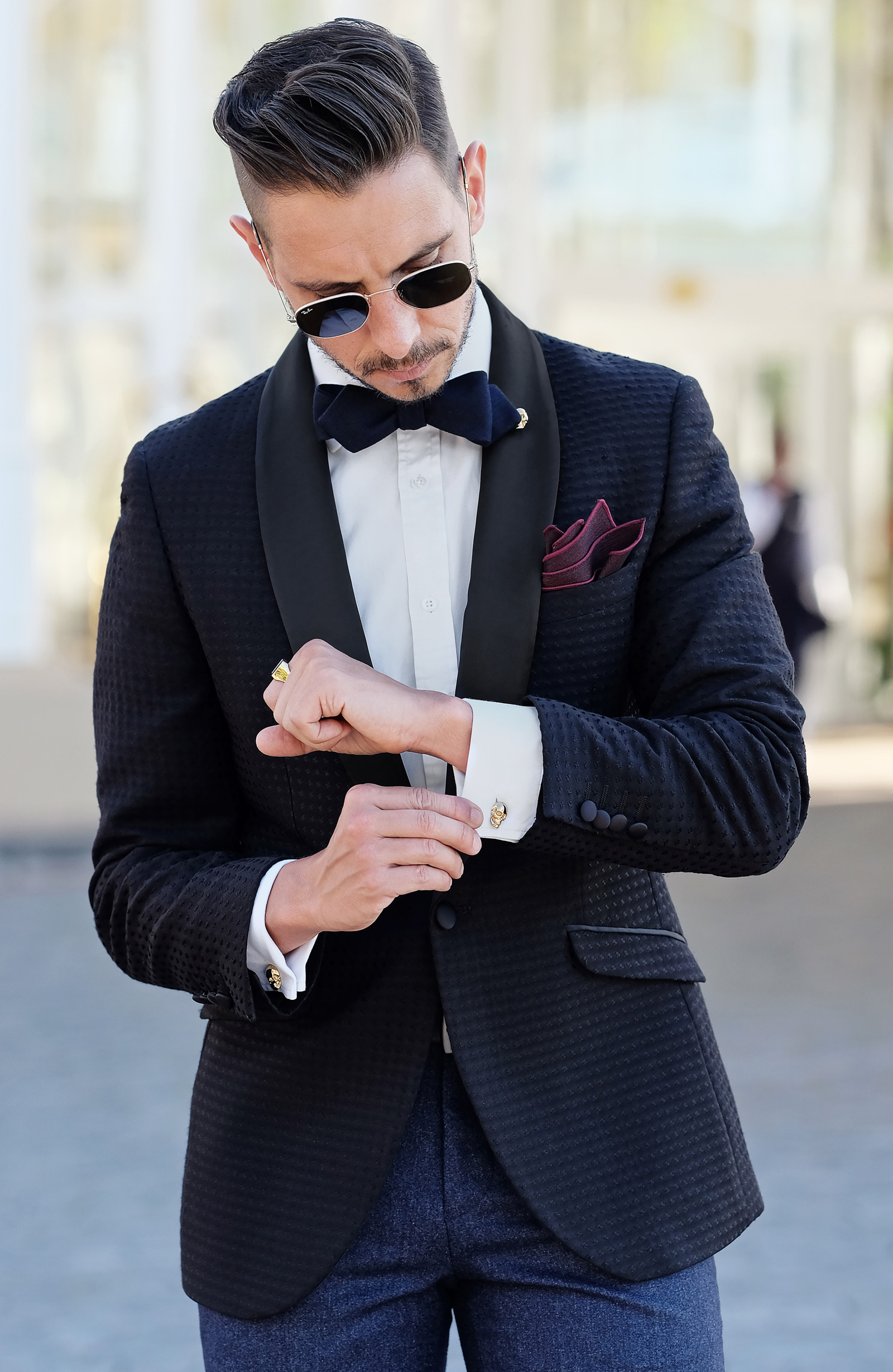 Fazzoletto da taschino marrone con motivo  - 4