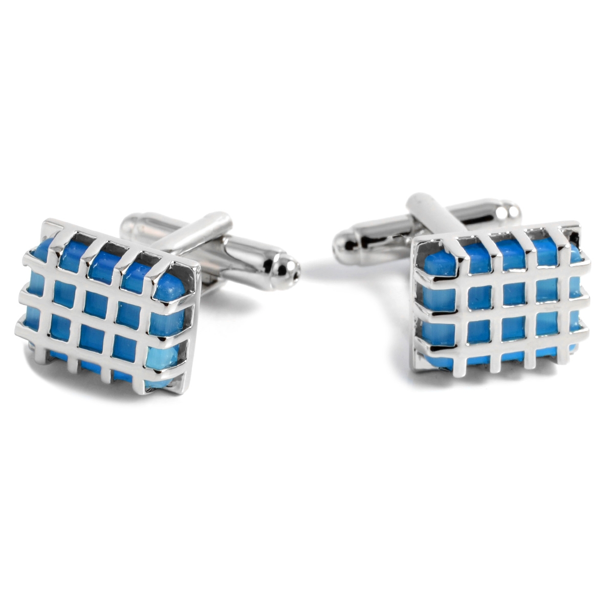 Grid Blue Cufflinks - 1