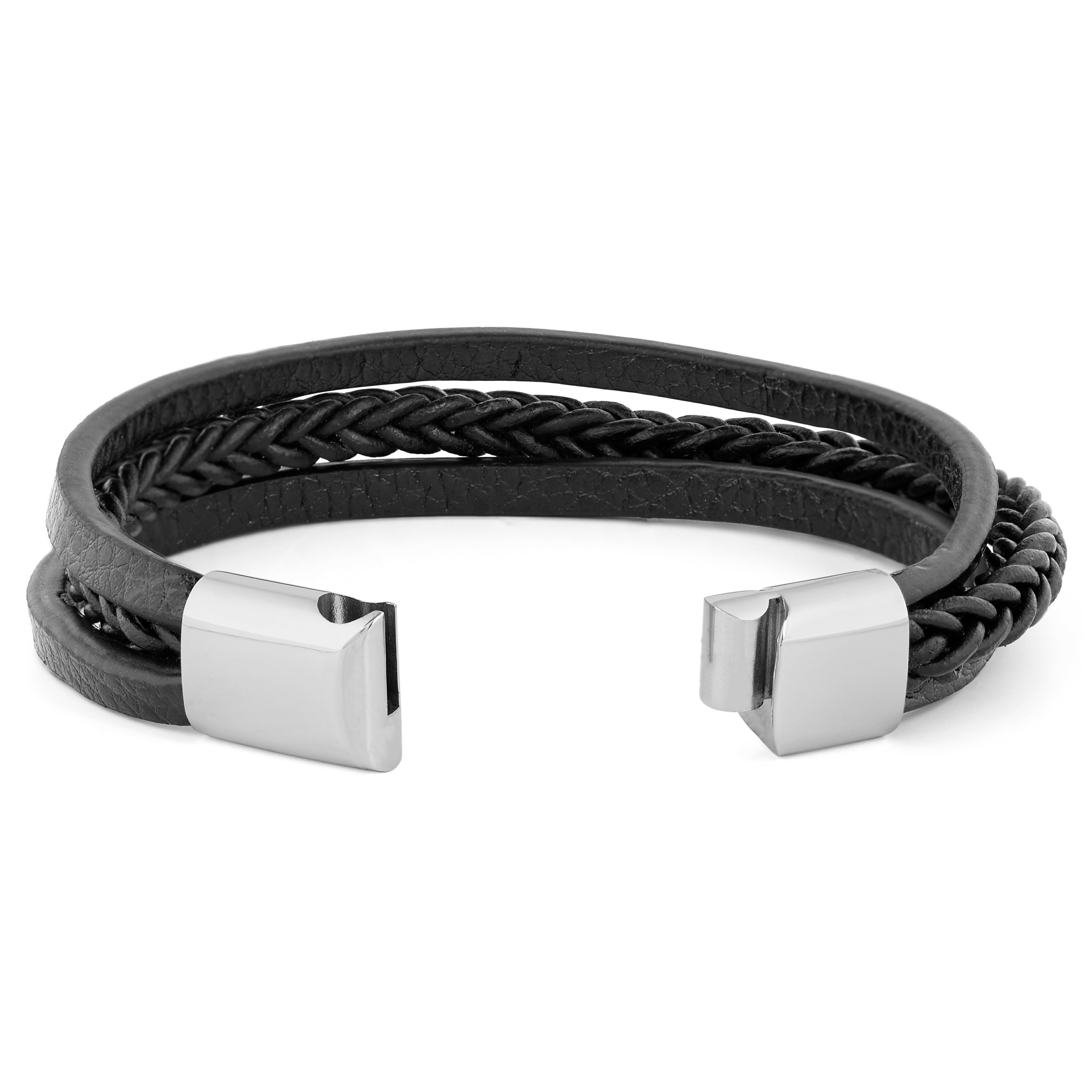 Trippelt Svart Läderarmband - 3