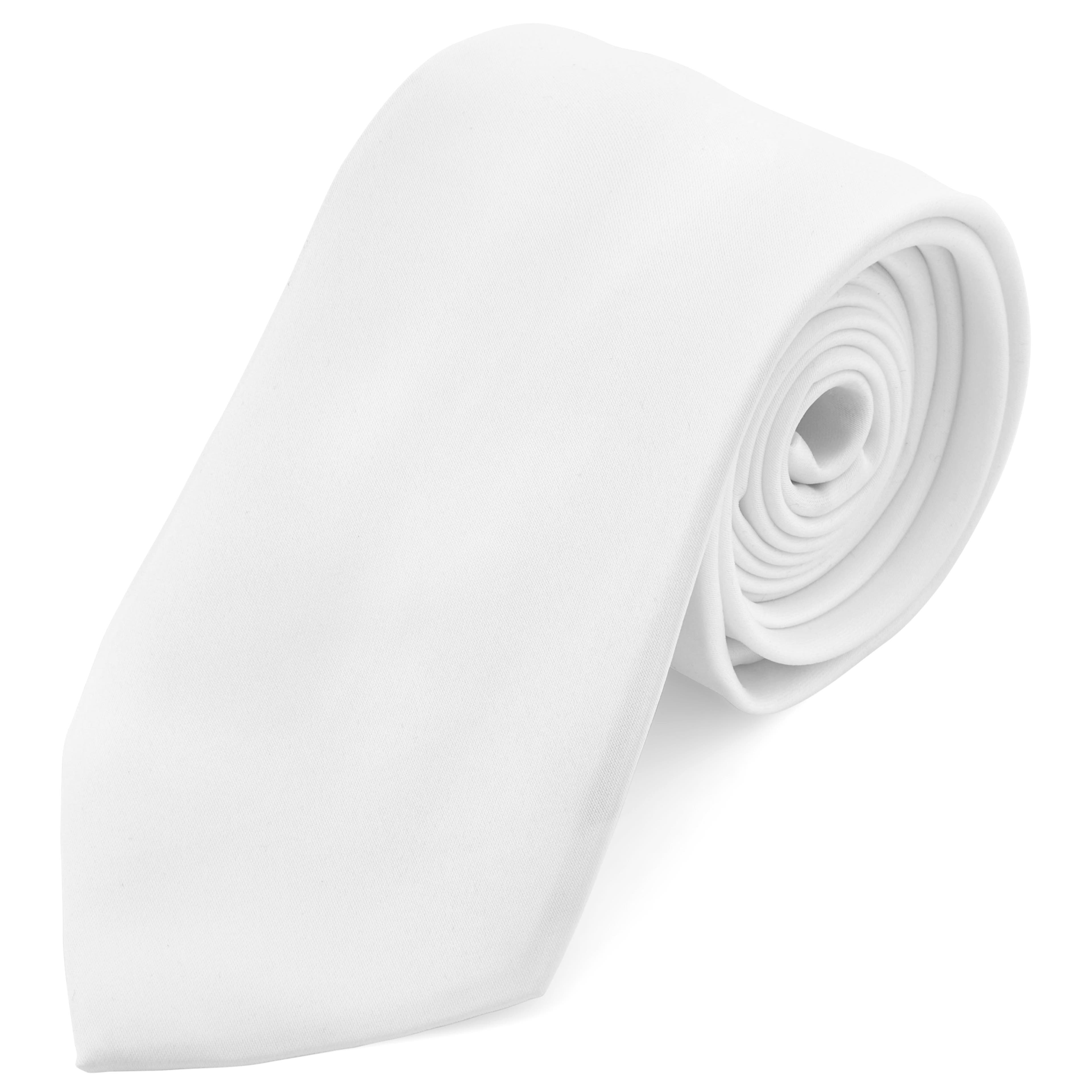 Basic Wide White Polyester Tie
