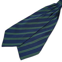 Green Twin Stripe Navy Silk Cravat